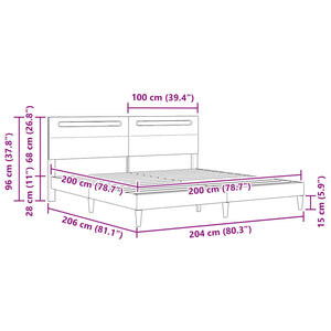 Σκελετός Κρεβατιού με κεφαλάρι Μαύρο 200 x 200 cm Τεχνητό Δέρμα - Pakobazaar