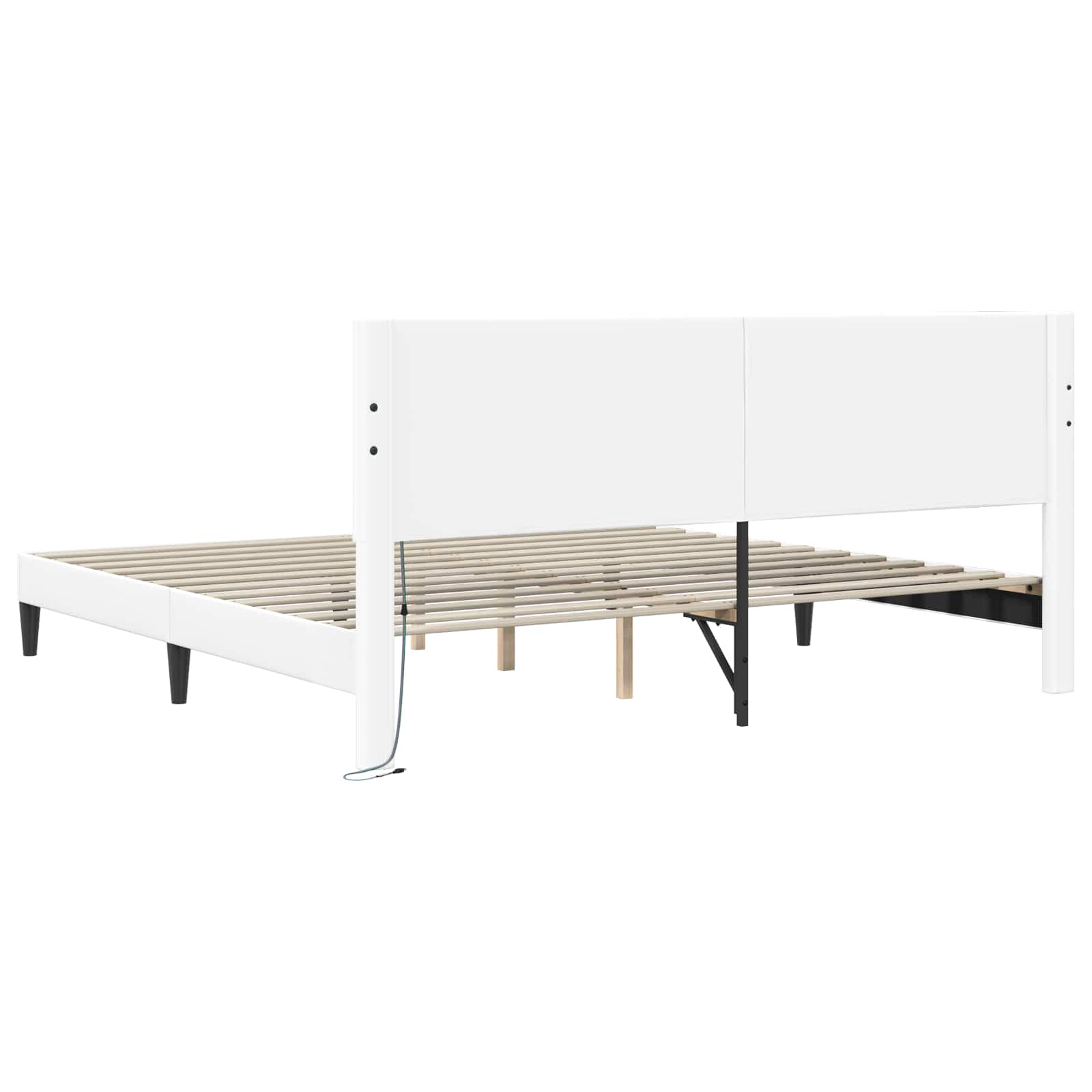 Σκελετός Κρεβατιού με κεφαλάρι Λευκό 200 x 200 cm Τεχνητό Δέρμα - Pakobazaar