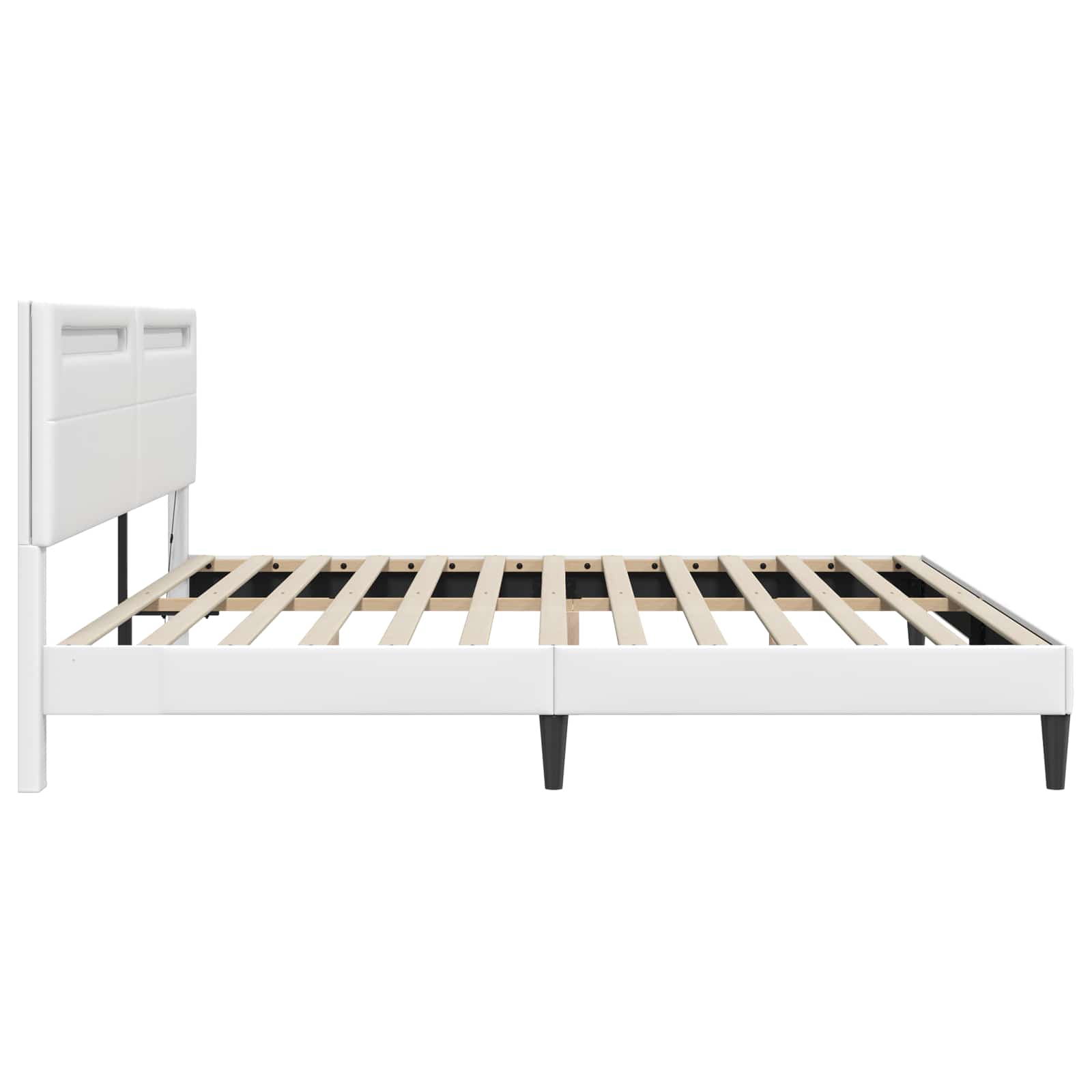 Σκελετός Κρεβατιού με κεφαλάρι Λευκό 200 x 200 cm Τεχνητό Δέρμα - Pakobazaar