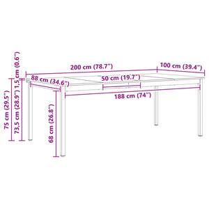 Τραπεζαρία Φυσικό 200 x 100 x 75 cm Στερεά ξυλεία πεύκου - Pakobazaar