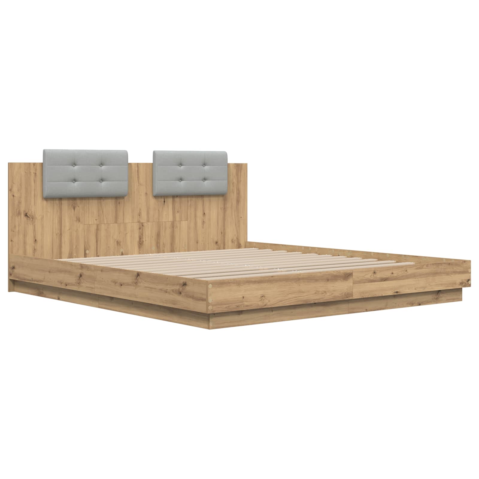 Κρεβάτι με Κεφαλάρι Artisan Oak 200 x 200 cm Επεξεργασμένο ξύλο
