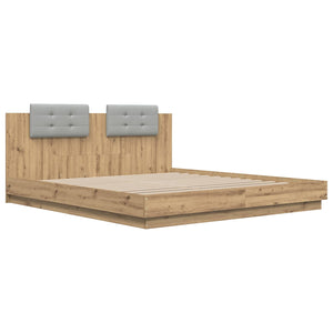 Κρεβάτι με Κεφαλάρι Artisan Oak 200 x 200 cm Επεξεργασμένο Ξύλο
