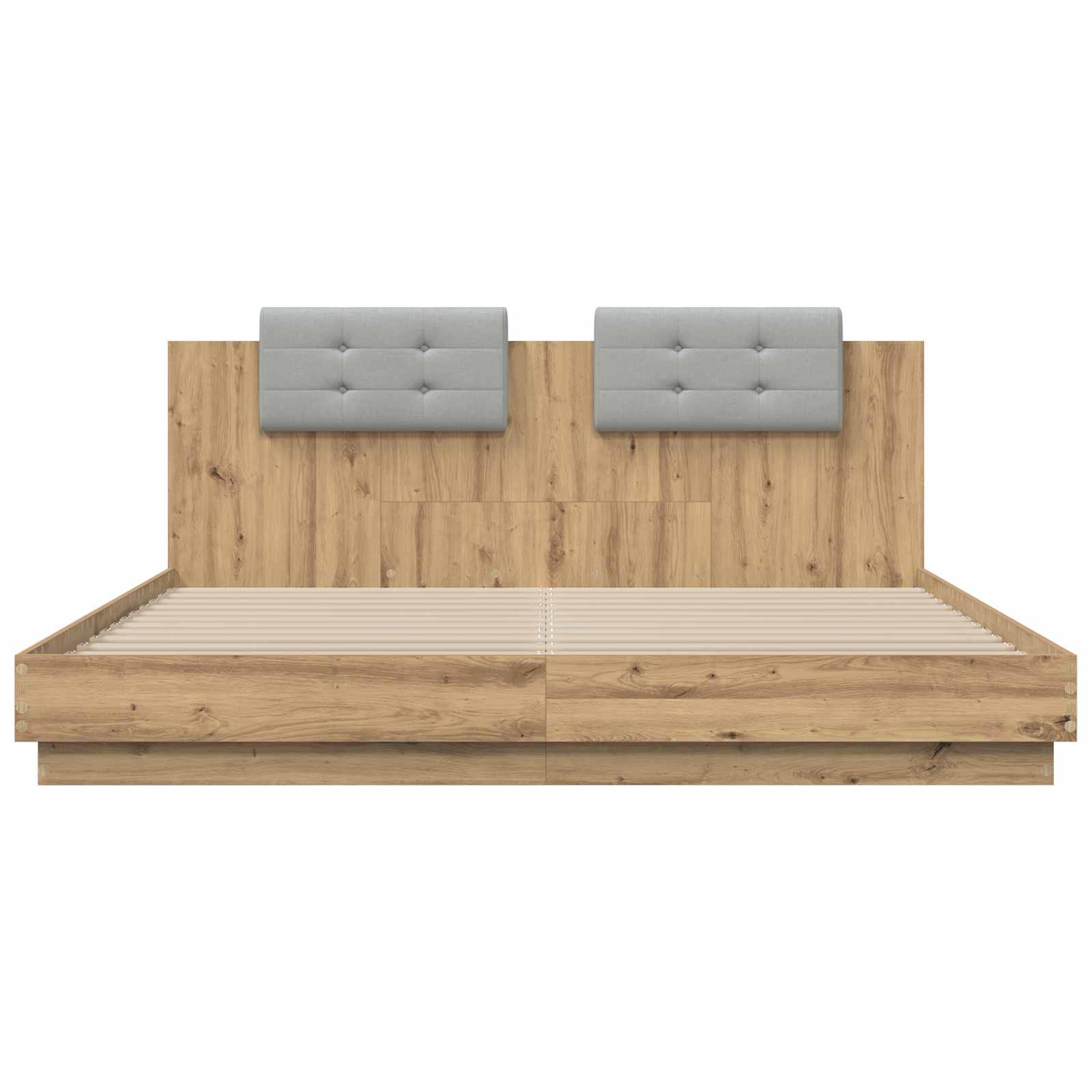 Κρεβάτι με Κεφαλάρι Artisan Oak 200 x 200 cm Επεξεργασμένο ξύλο