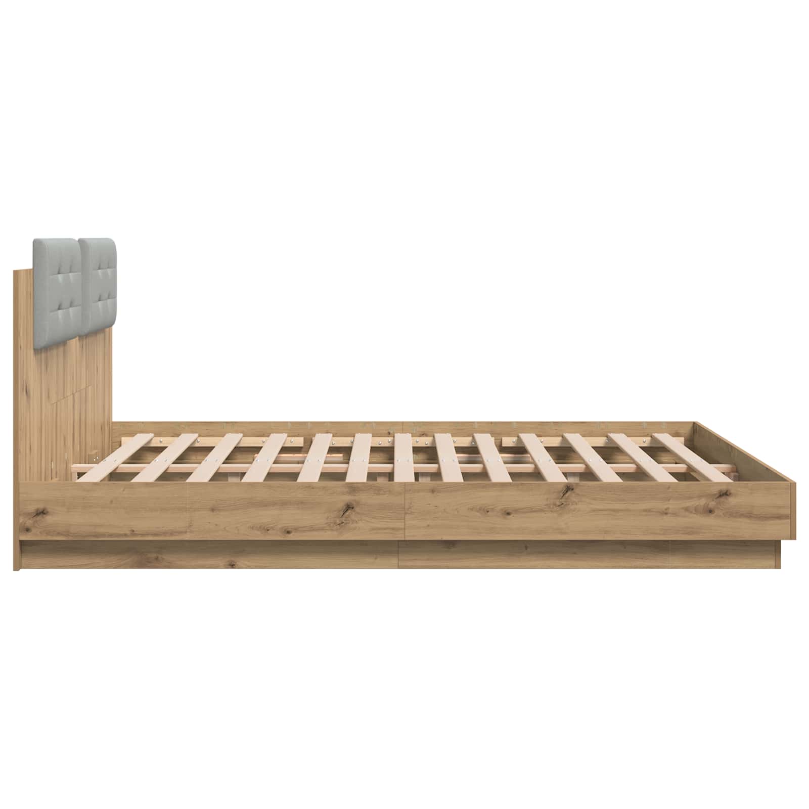 Κρεβάτι με Κεφαλάρι Artisan Oak 200 x 200 cm Επεξεργασμένο ξύλο