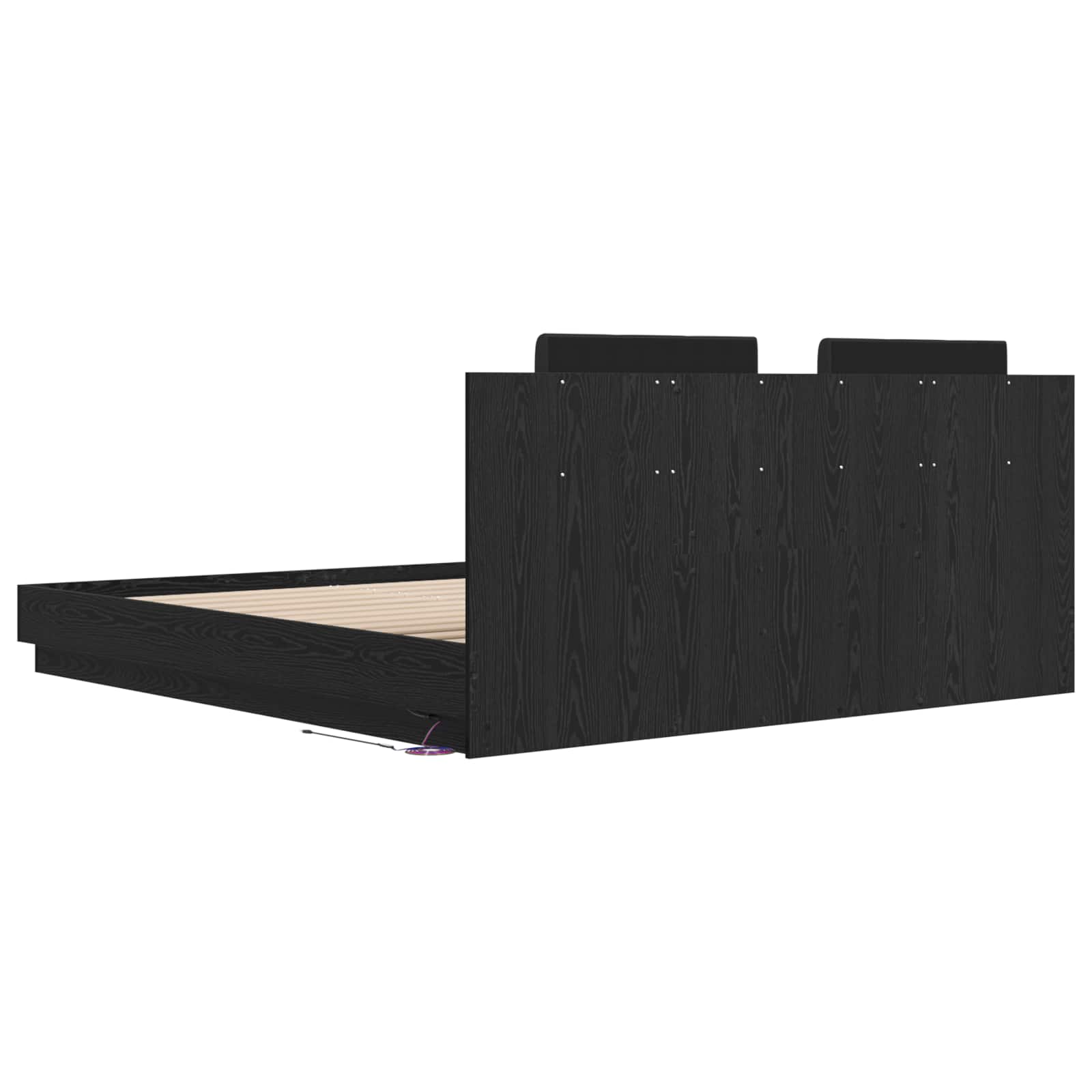 Κρεβάτι με Κεφαλάρι Μαύρη Οξυά 200 x 200 cm Επεξεργασμένο ξύλο