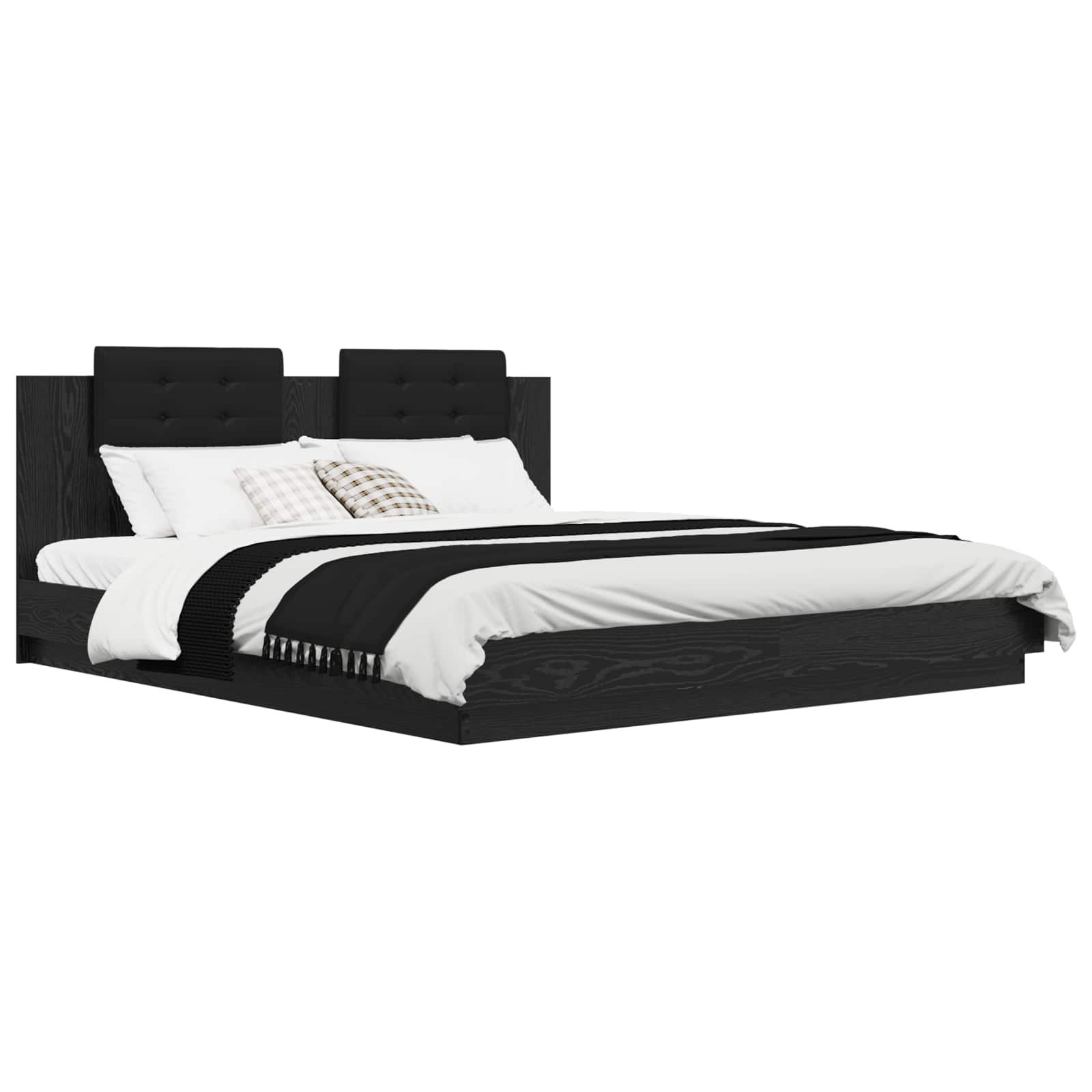 Κρεβάτι με Κεφαλάρι Μαύρη Οξυά 200 x 200 cm Επεξεργασμένο ξύλο