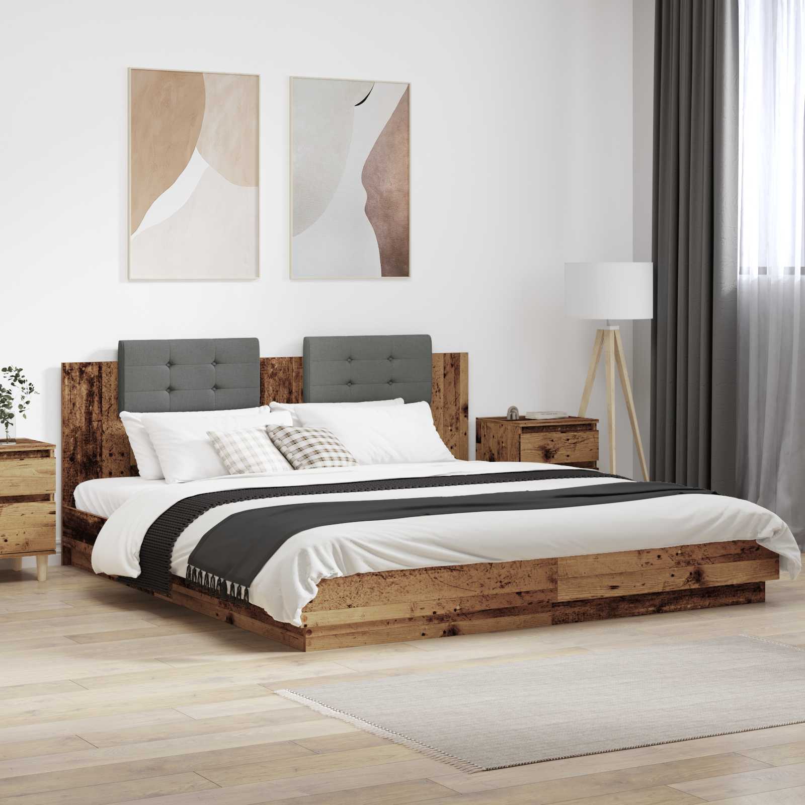 Κρεβάτι με Κεφαλάρι Παλιό Ξύλο 180 x 200 cm Επεξεργασμένο ξύλο