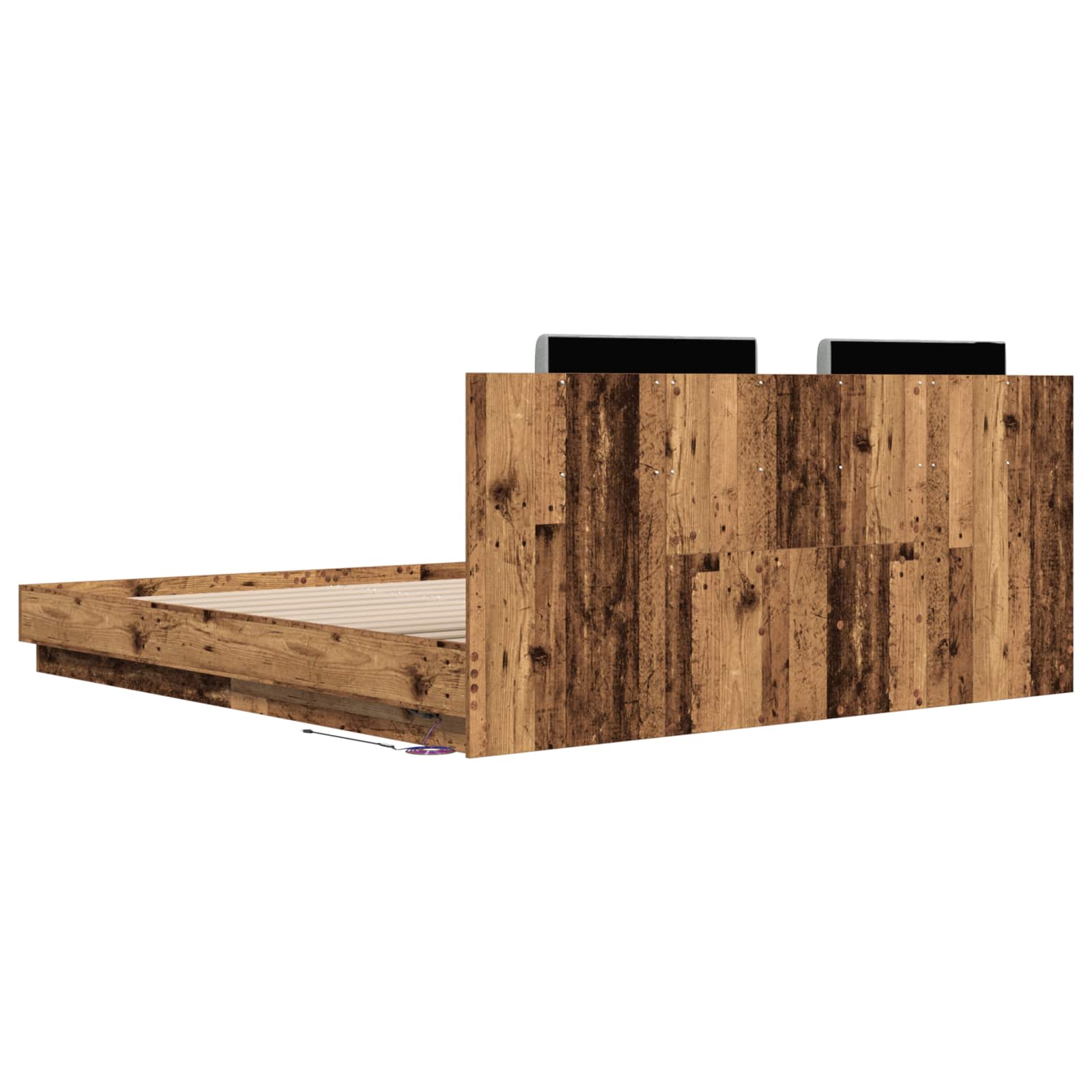 Κρεβάτι με Κεφαλάρι Παλιό Ξύλο 180 x 200 cm Επεξεργασμένο ξύλο