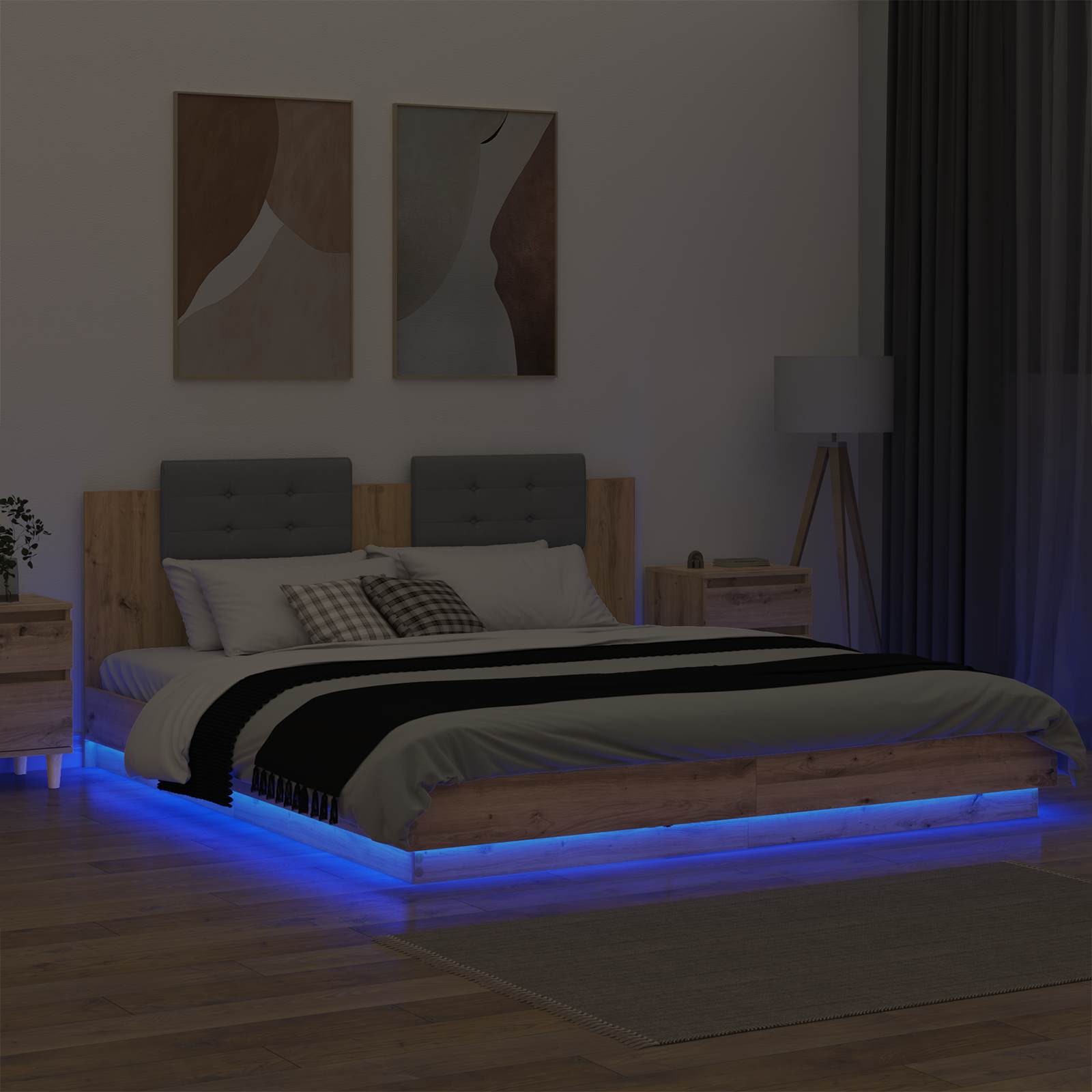 Κρεβάτι με Κεφαλάρι Artisan Oak 180 x 200 cm Επεξεργασμένο ξύλο