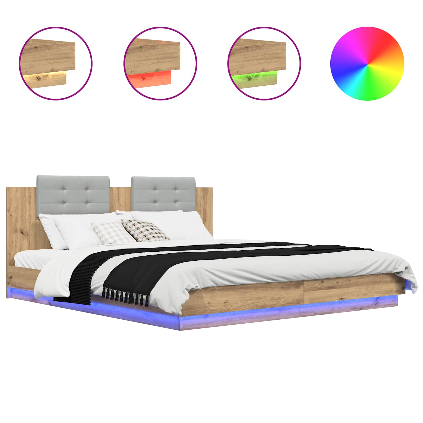 Κρεβάτι με Κεφαλάρι Artisan Oak 180 x 200 cm Επεξεργασμένο ξύλο