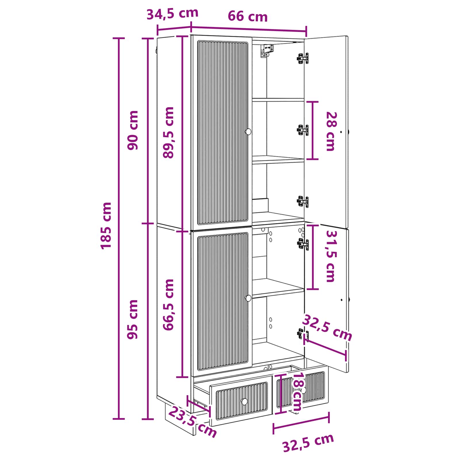 Σέτ Ντουλαπιών 2 pcs Γκρι Σκυροδέματος 66 x 34,5 x 95 εκ. - Pakobazaar