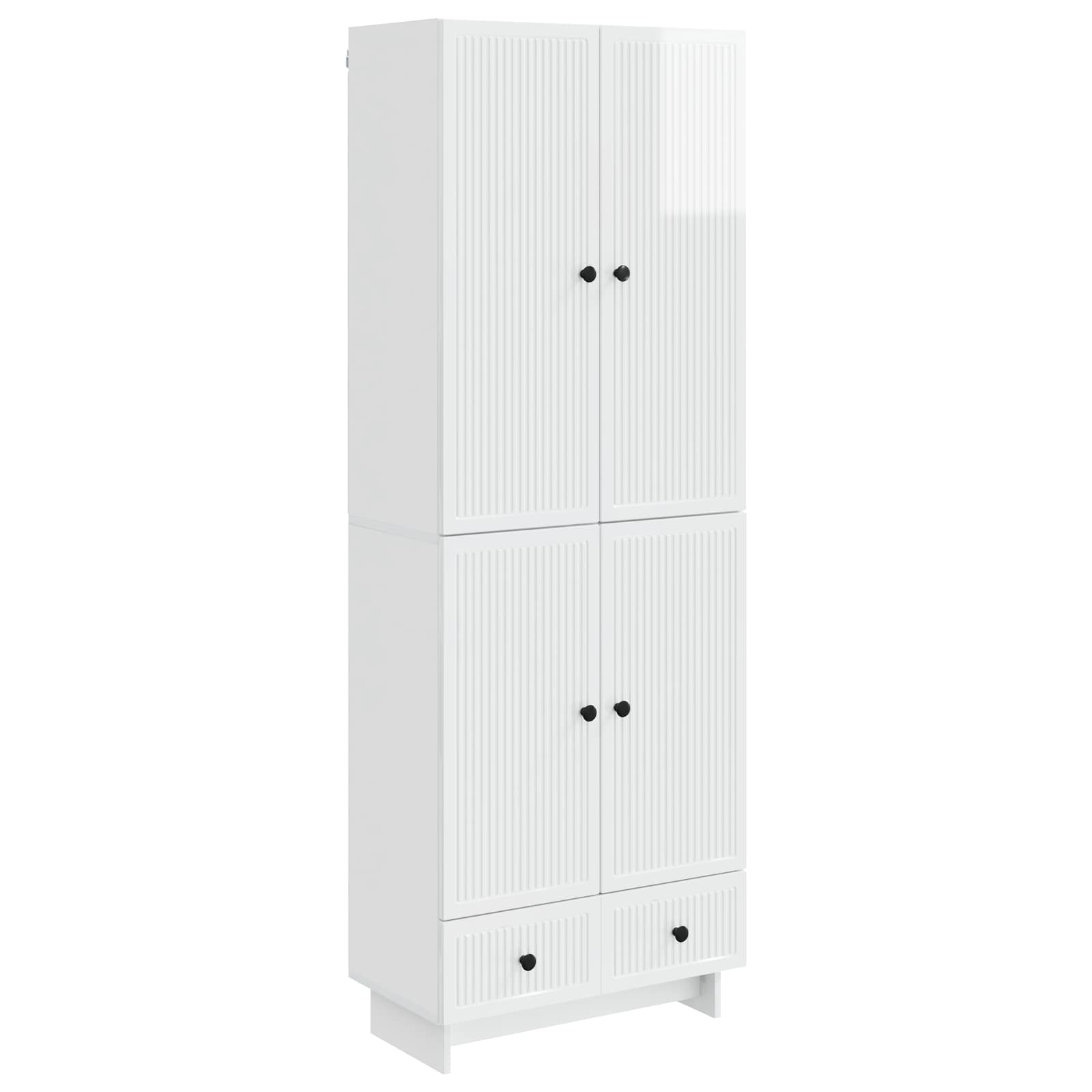 Σέτ Ντουλαπιών 2 pcs Γυαλιστερό Λευκό 66 x 34,5 x 95 εκ. - Pakobazaar