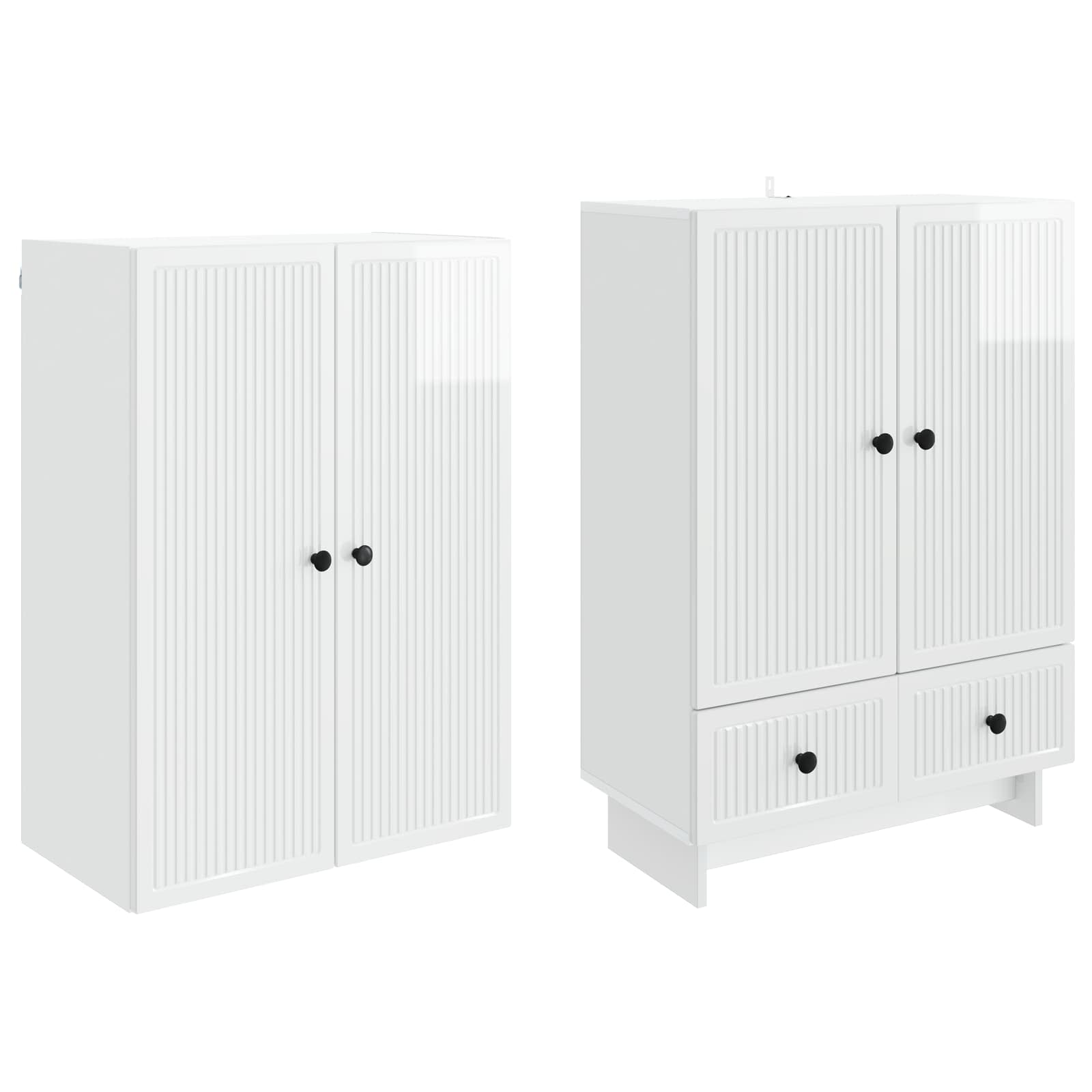 Σέτ Ντουλαπιών 2 pcs Γυαλιστερό Λευκό 66 x 34,5 x 95 εκ. - Pakobazaar