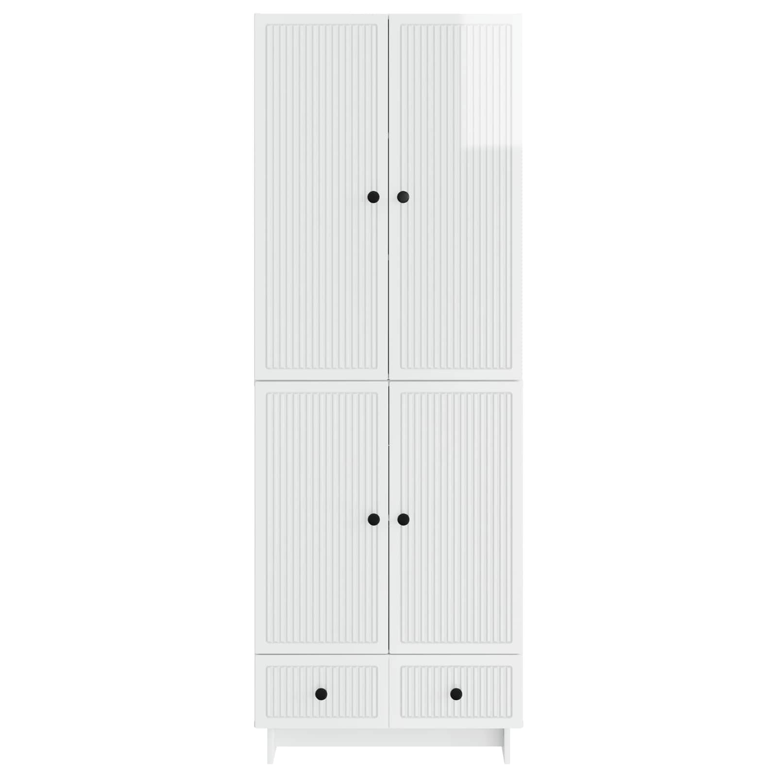 Σέτ Ντουλαπιών 2 pcs Γυαλιστερό Λευκό 66 x 34,5 x 95 εκ. - Pakobazaar