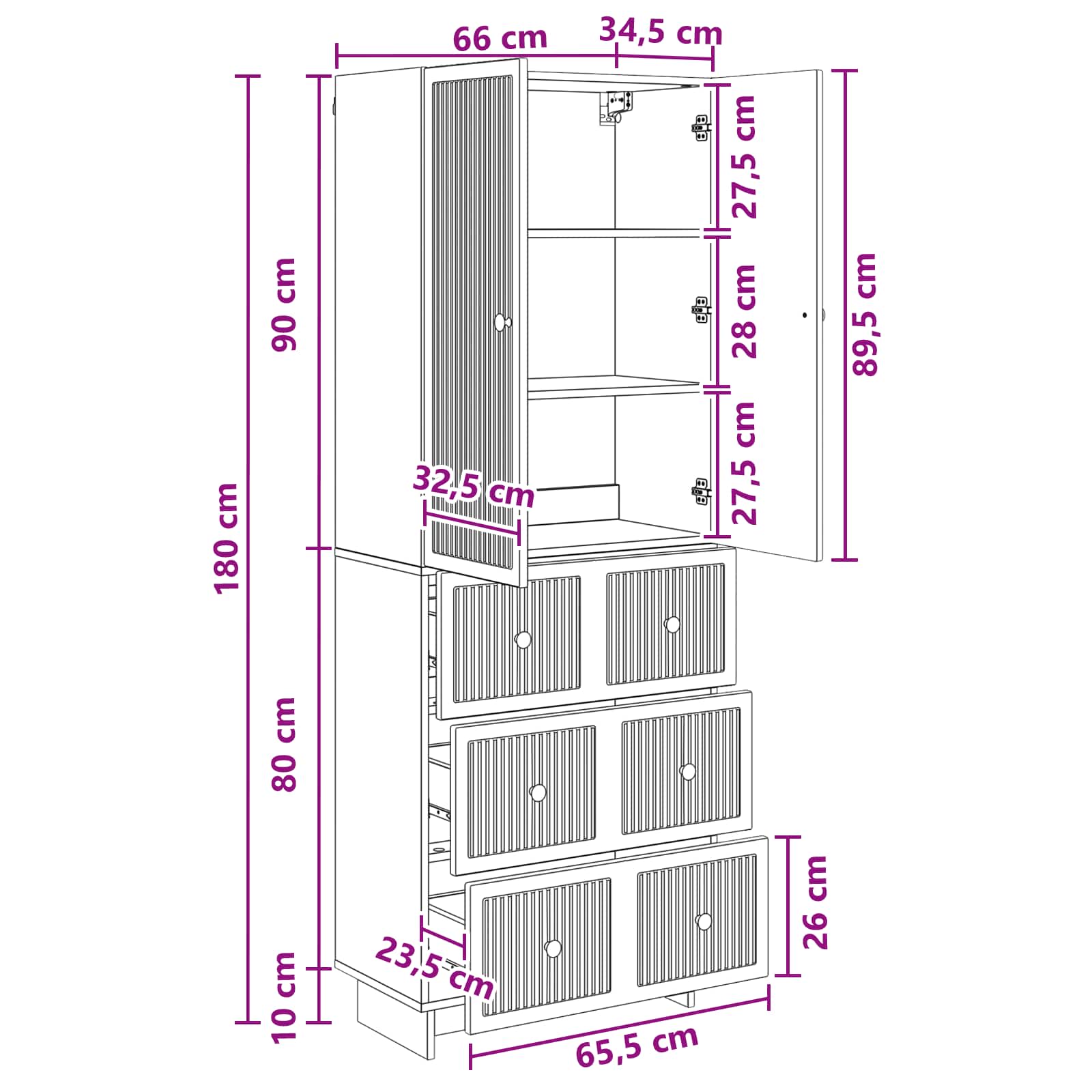 Σέτ Ντουλαπιών 2 pcs 66 x 34,5 x 90 εκ Επεξεργασμένο Ξύλο - Pakobazaar