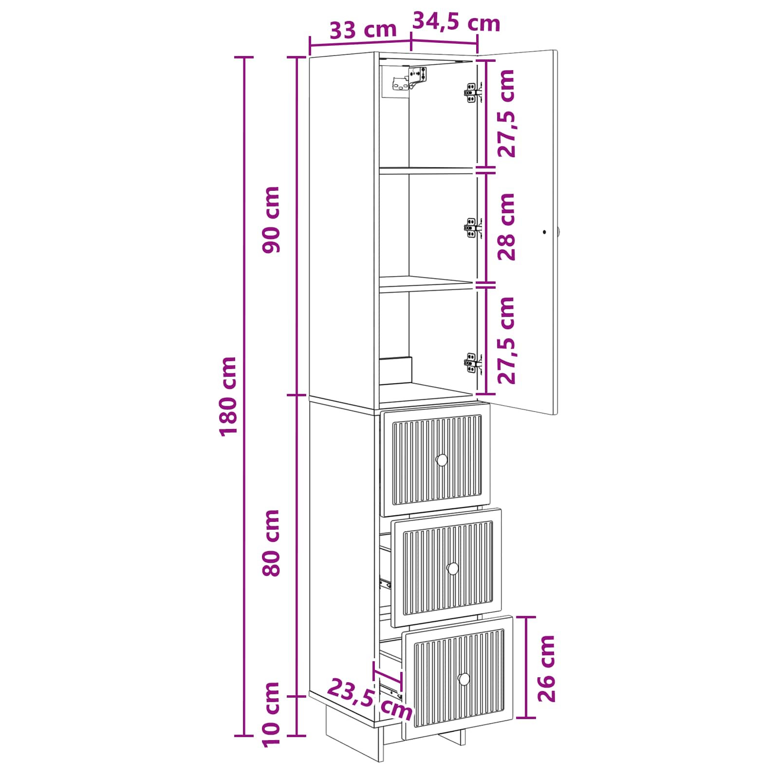Σέτ Ντουλαπιών 2 pcs 33 x 34,5 x 90 εκ Επεξεργασμένο Ξύλο - Pakobazaar