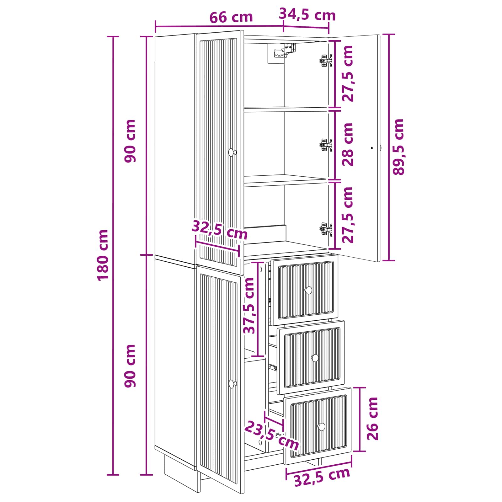 Σέτ Ντουλαπιών 2 pcs 66 x 34,5 x 90 εκ Επεξεργασμένο Ξύλο - Pakobazaar