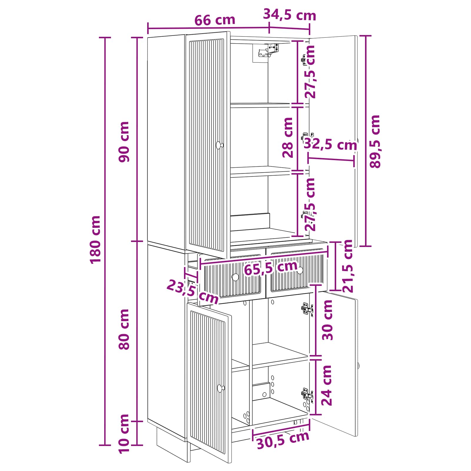Σέτ Ντουλαπιών 2 pcs 66 x 34,5 x 90 εκ Επεξεργασμένο Ξύλο - Pakobazaar