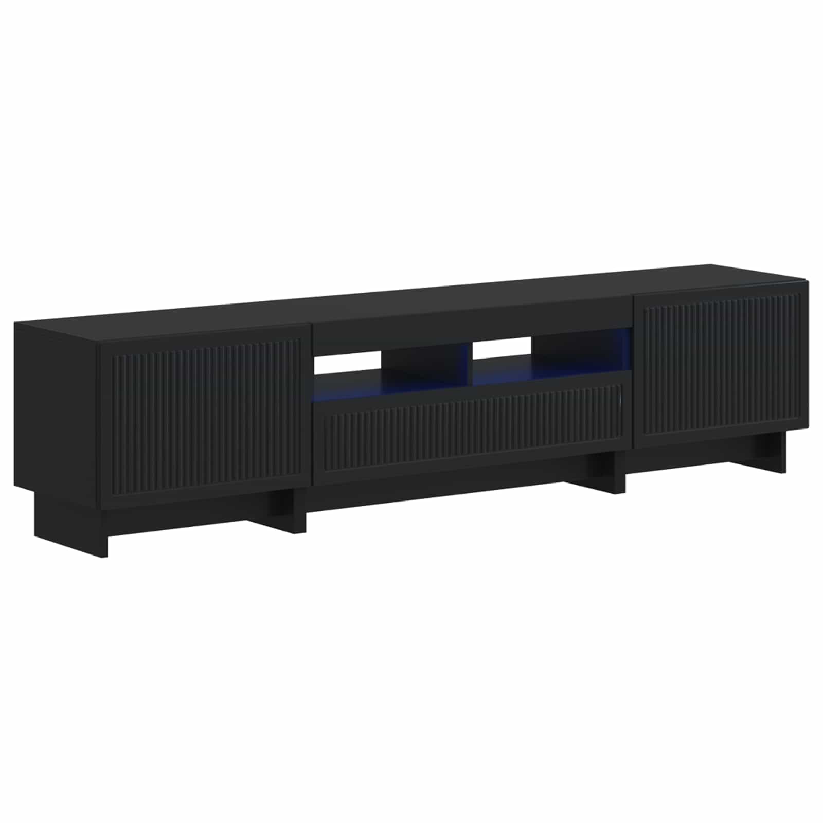5 Τεμάχια LED Τηλεοπτικού Ντουλαπιού Μαύρο Επεξεργασμένο Ξύλο