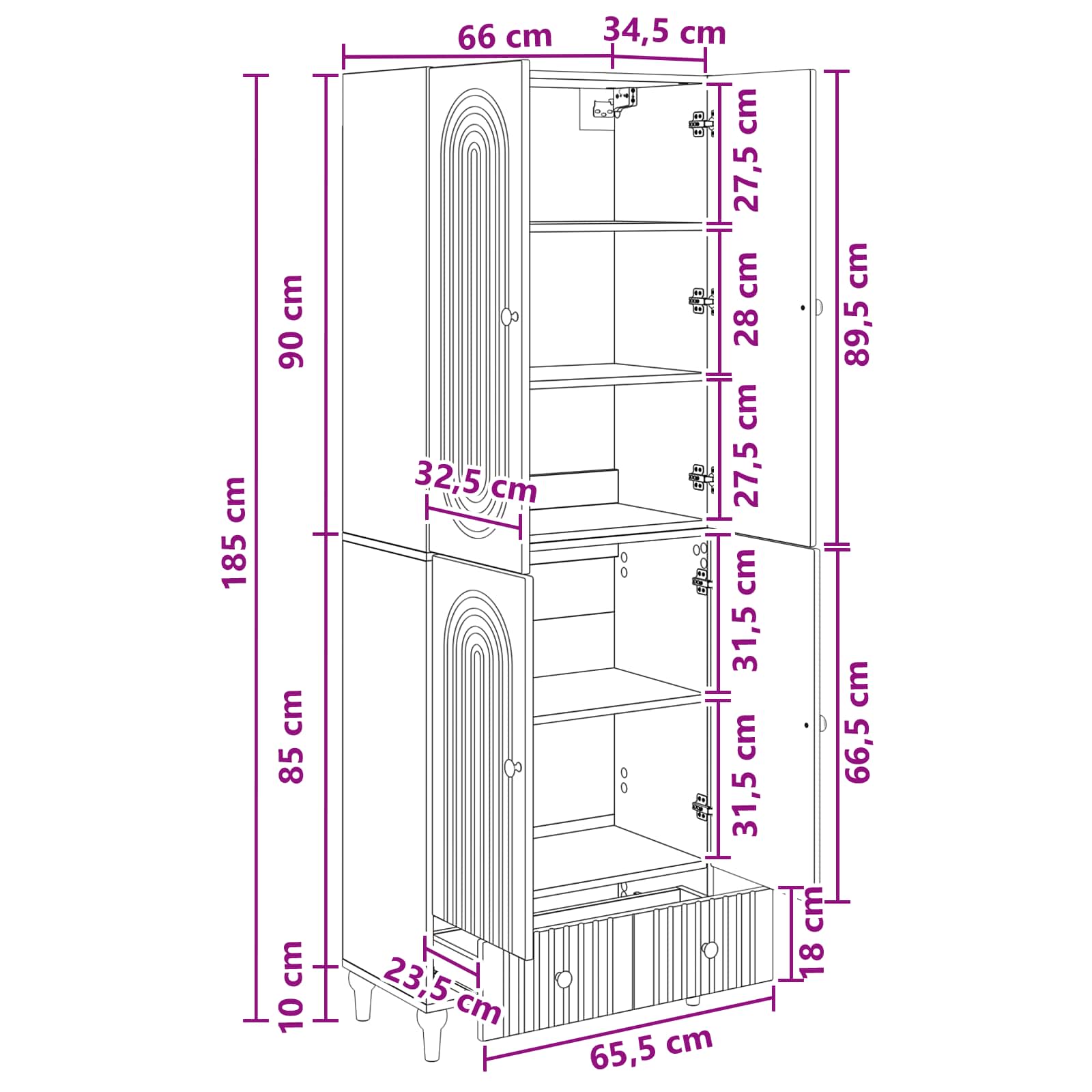 Σέτ Ντουλαπιών 2 pcs 66 x 34,5 x 95 εκ. Επεξεργασμένο Ξύλο - Pakobazaar