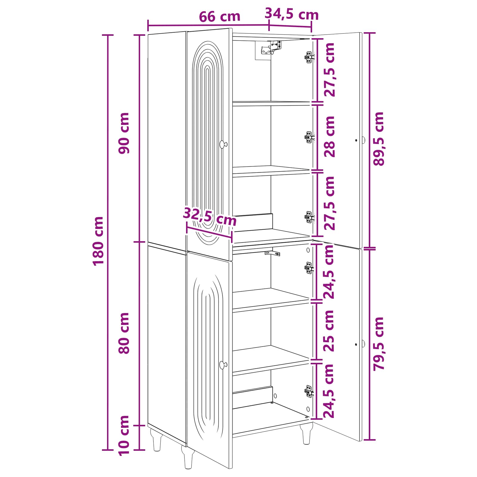 Σέτ Ντουλαπιών 2 pcs 66 x 34,5 x 90 εκ Επεξεργασμένο Ξύλο - Pakobazaar