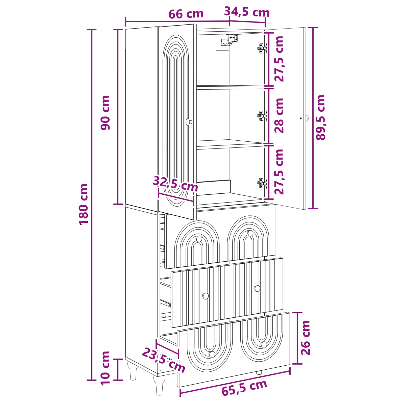 Σέτ Ντουλαπιών 2 pcs 66 x 34,5 x 90 εκ Επεξεργασμένο Ξύλο - Pakobazaar