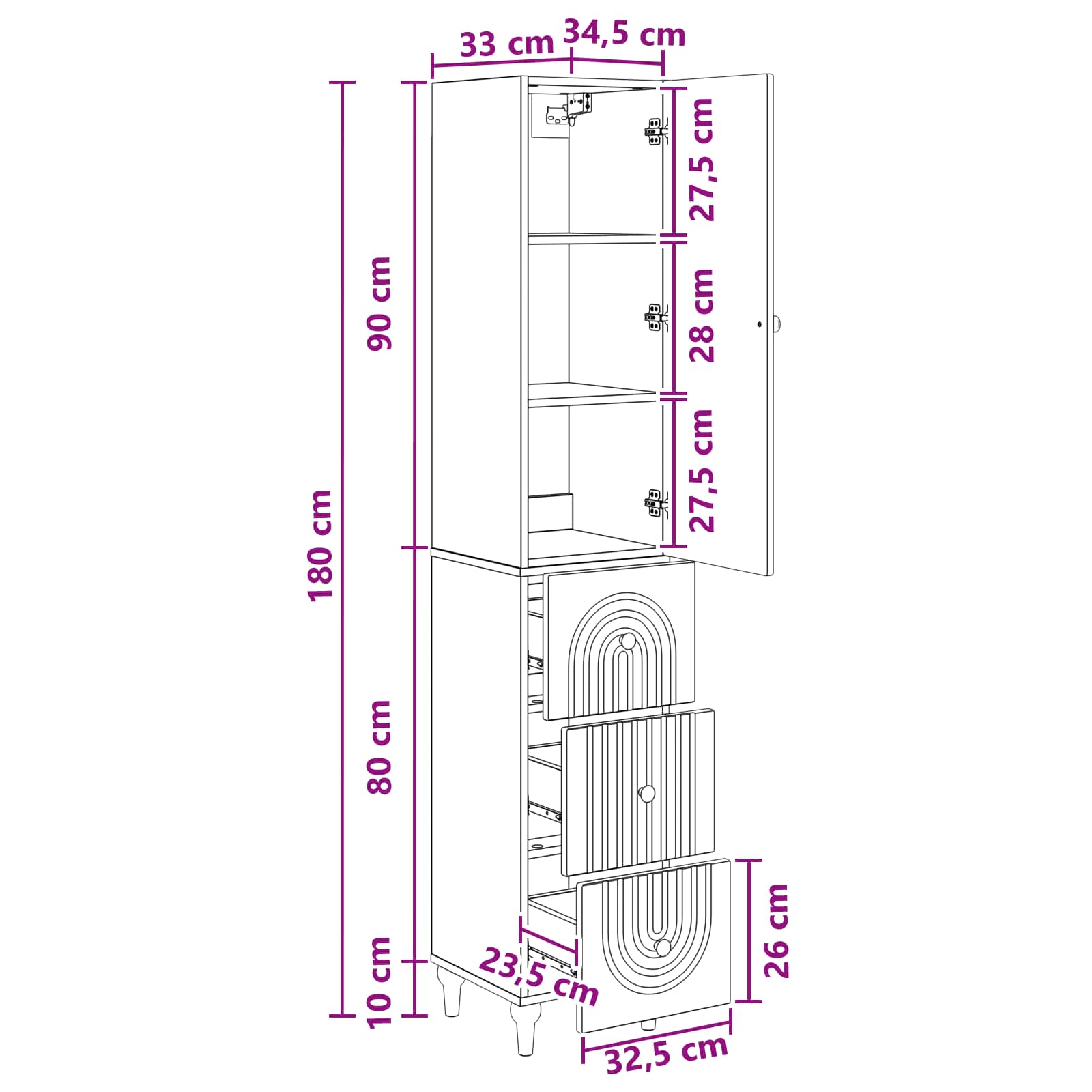 Σέτ Ντουλαπιών 2 pcs 33 x 34,5 x 90 εκ Επεξεργασμένο Ξύλο - Pakobazaar