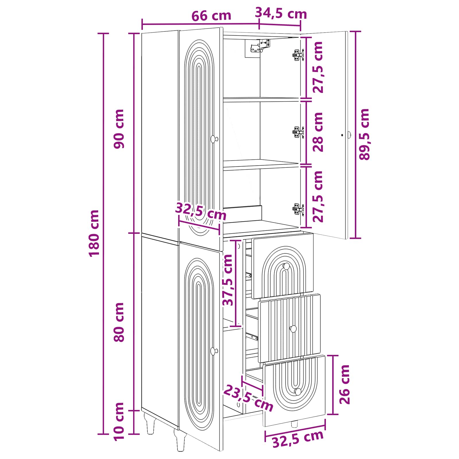 Σέτ Ντουλαπιών 2 pcs 66 x 34,5 x 90 εκ Επεξεργασμένο Ξύλο - Pakobazaar