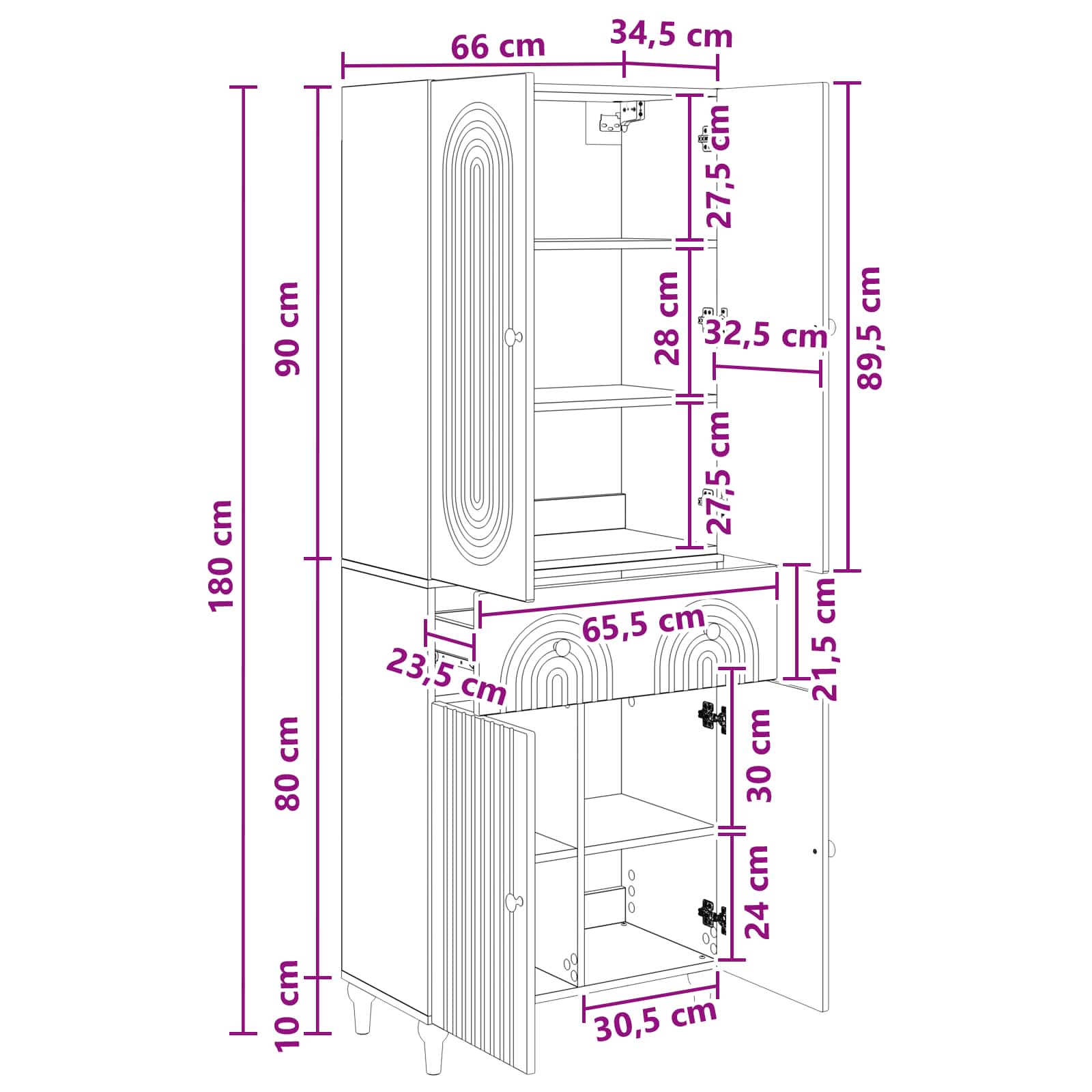 Σέτ Ντουλαπιών 2 pcs 66 x 34,5 x 90 εκ Επεξεργασμένο Ξύλο - Pakobazaar