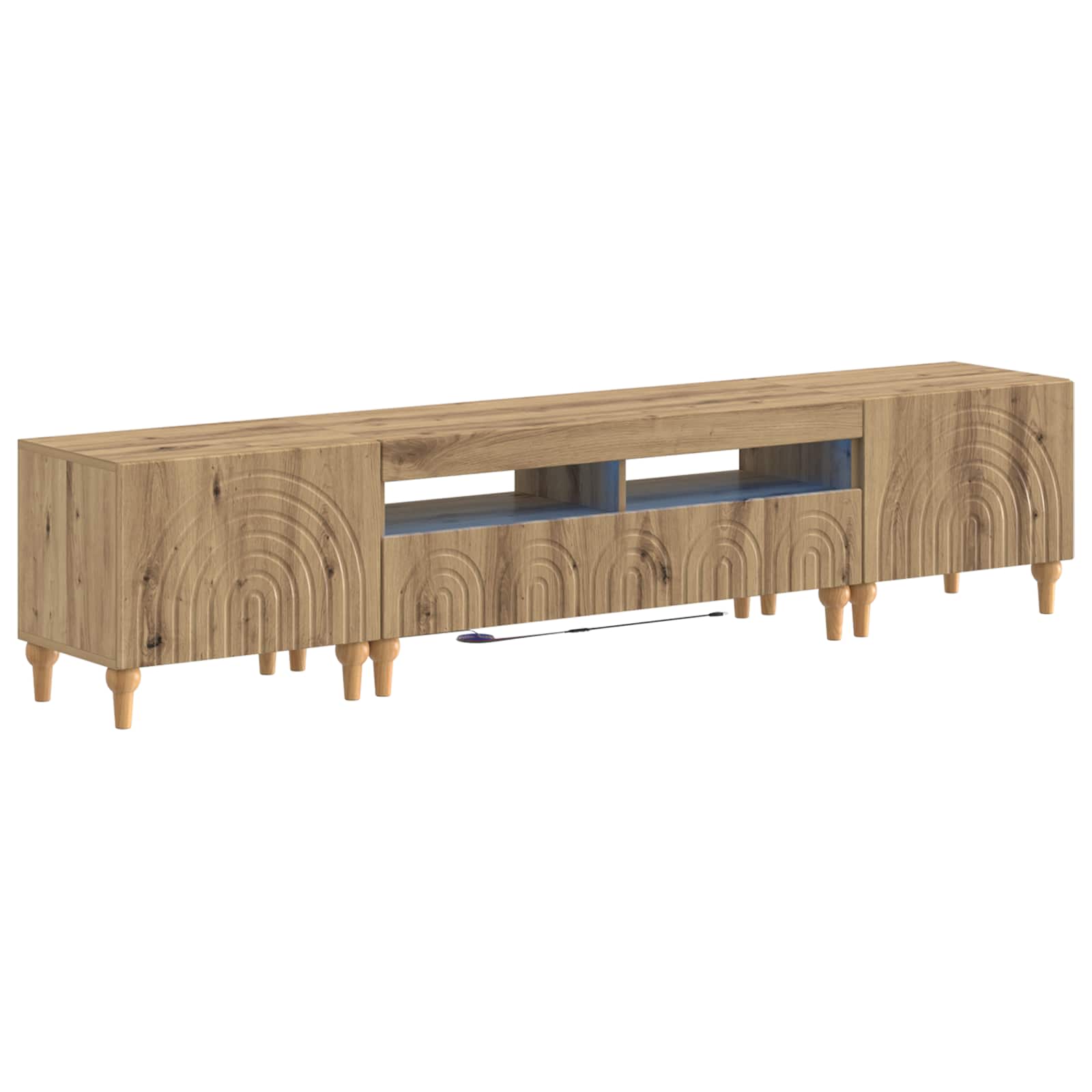 3 Τεμάχια LED Τηλεοπτική Ντουλάπα Artisan Δρυς - Pakobazaar