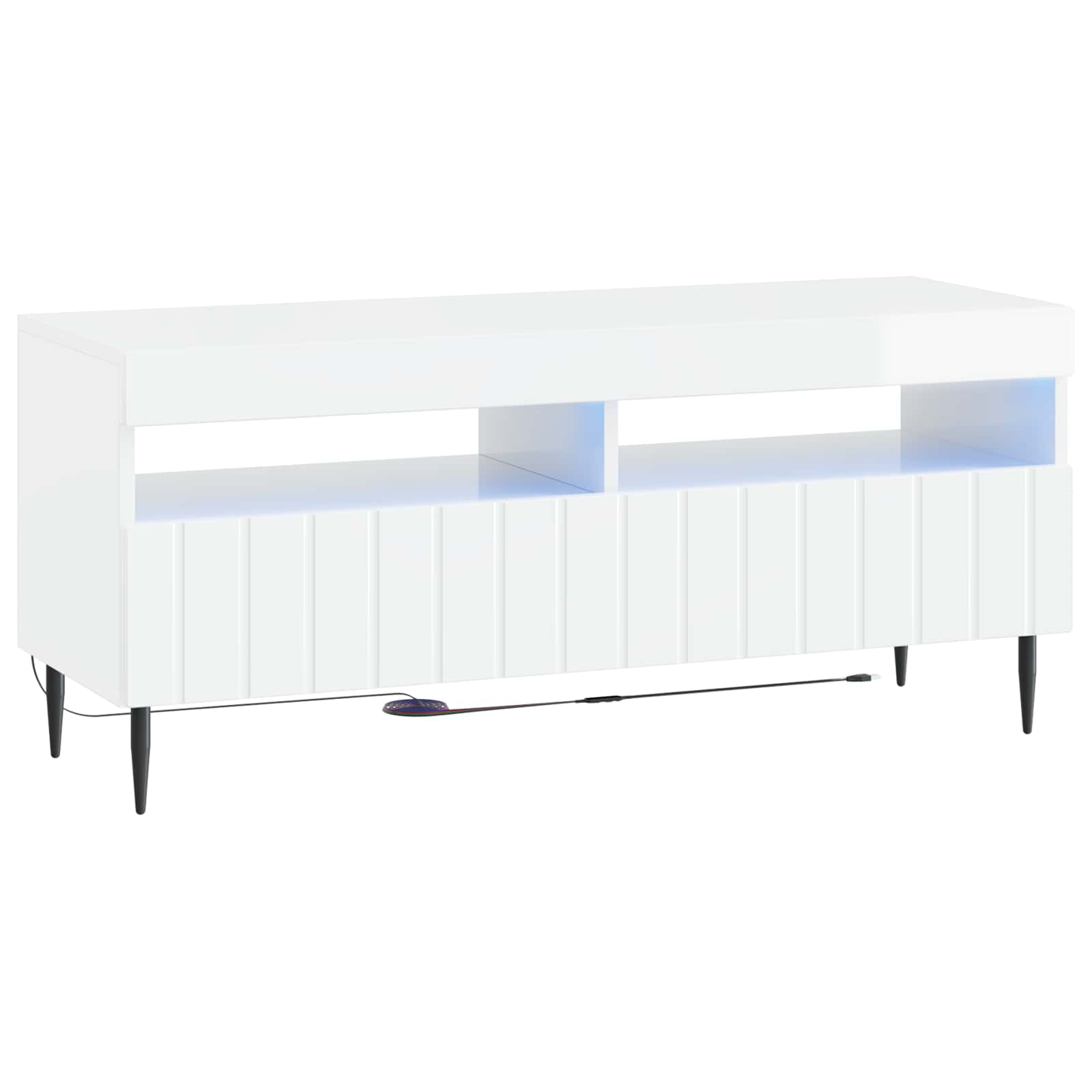 5 Τεμάχια LED Τηλεοπτικού Ντουλαπιού Γυαλιστερό Λευκό - Pakobazaar
