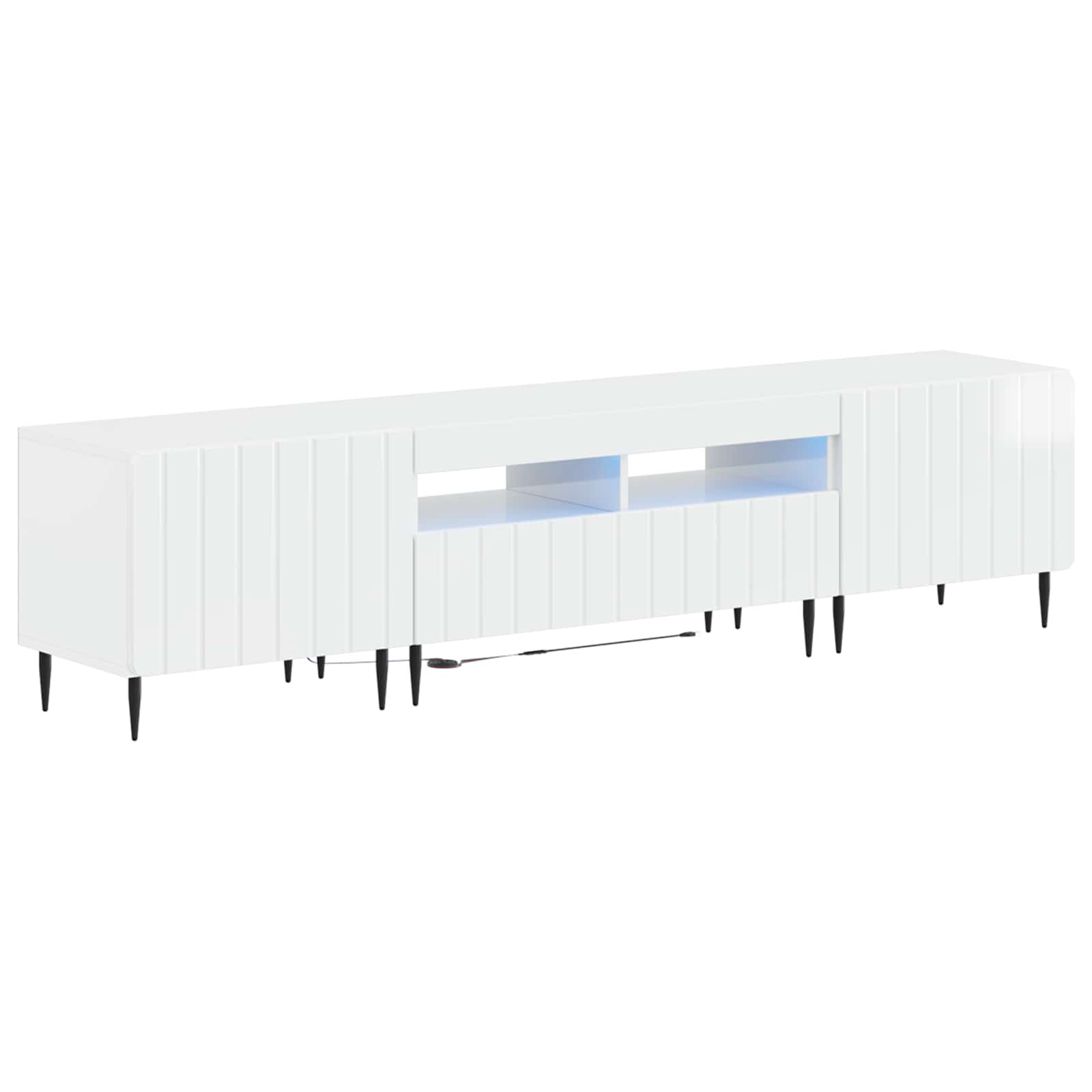 5 Τεμάχια LED Τηλεοπτικού Ντουλαπιού Γυαλιστερό Λευκό - Pakobazaar