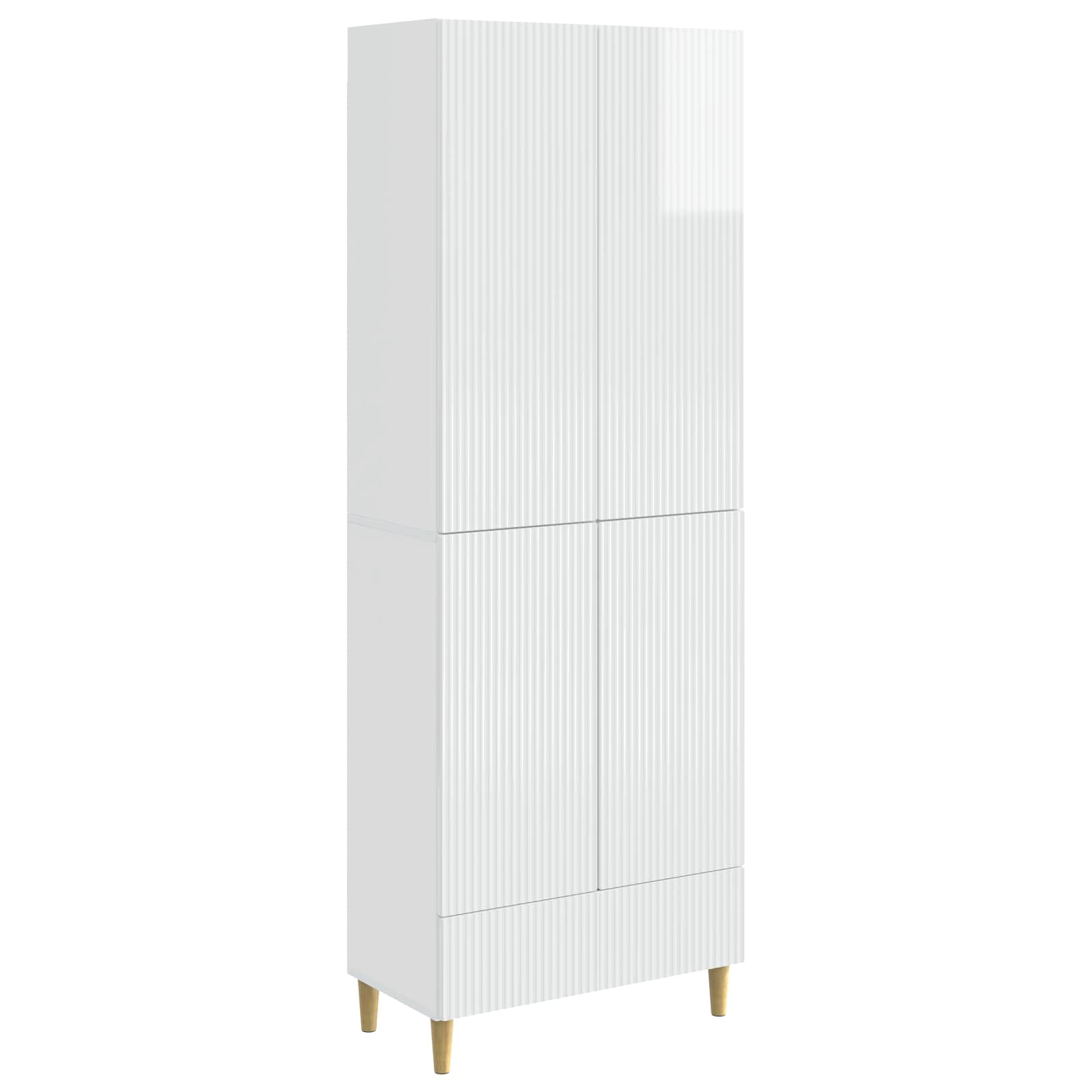Σέτ Ντουλαπιών 2 pcs Γυαλιστερό Λευκό 66 x 34,5 x 95 εκ. - Pakobazaar