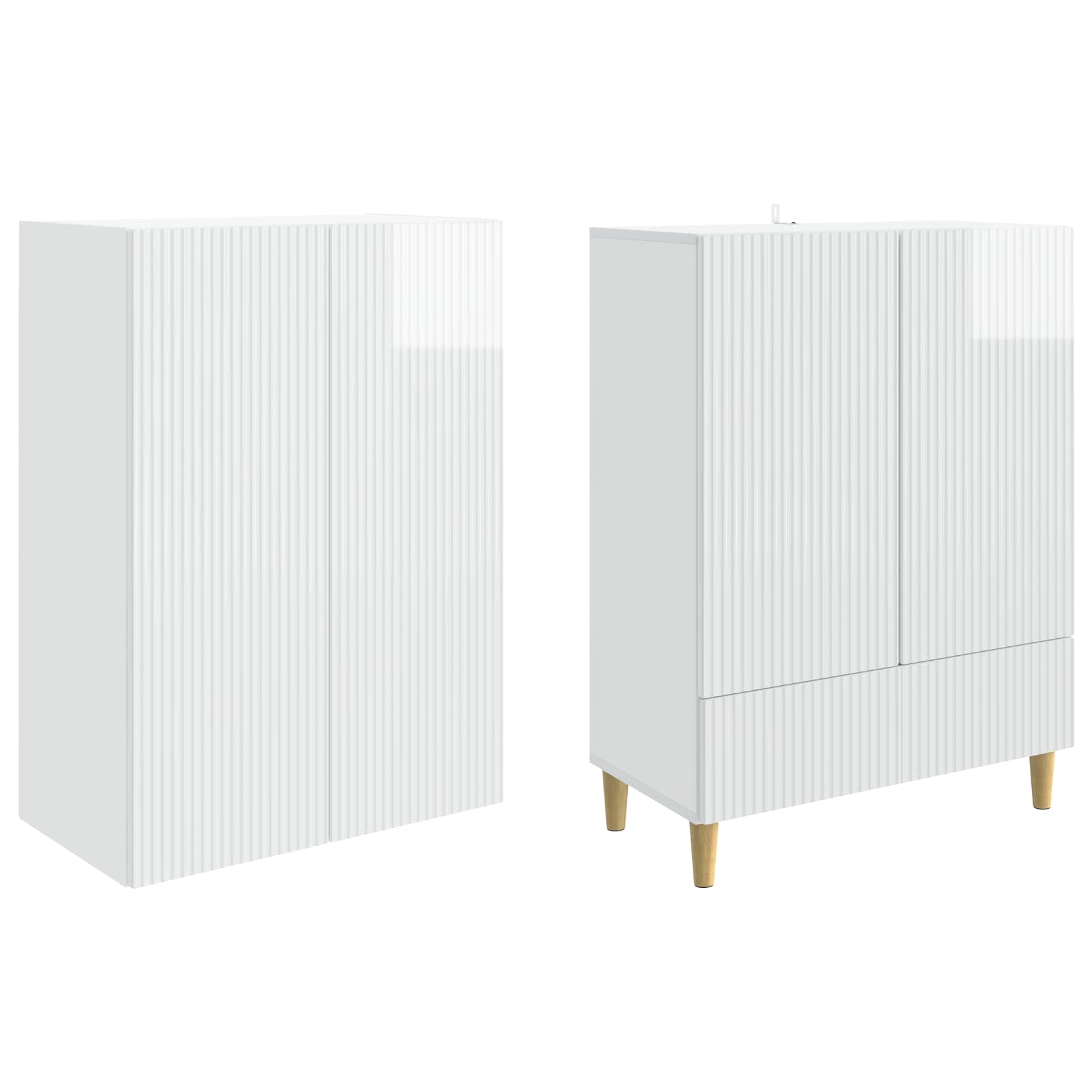 Σέτ Ντουλαπιών 2 pcs Γυαλιστερό Λευκό 66 x 34,5 x 95 εκ. - Pakobazaar