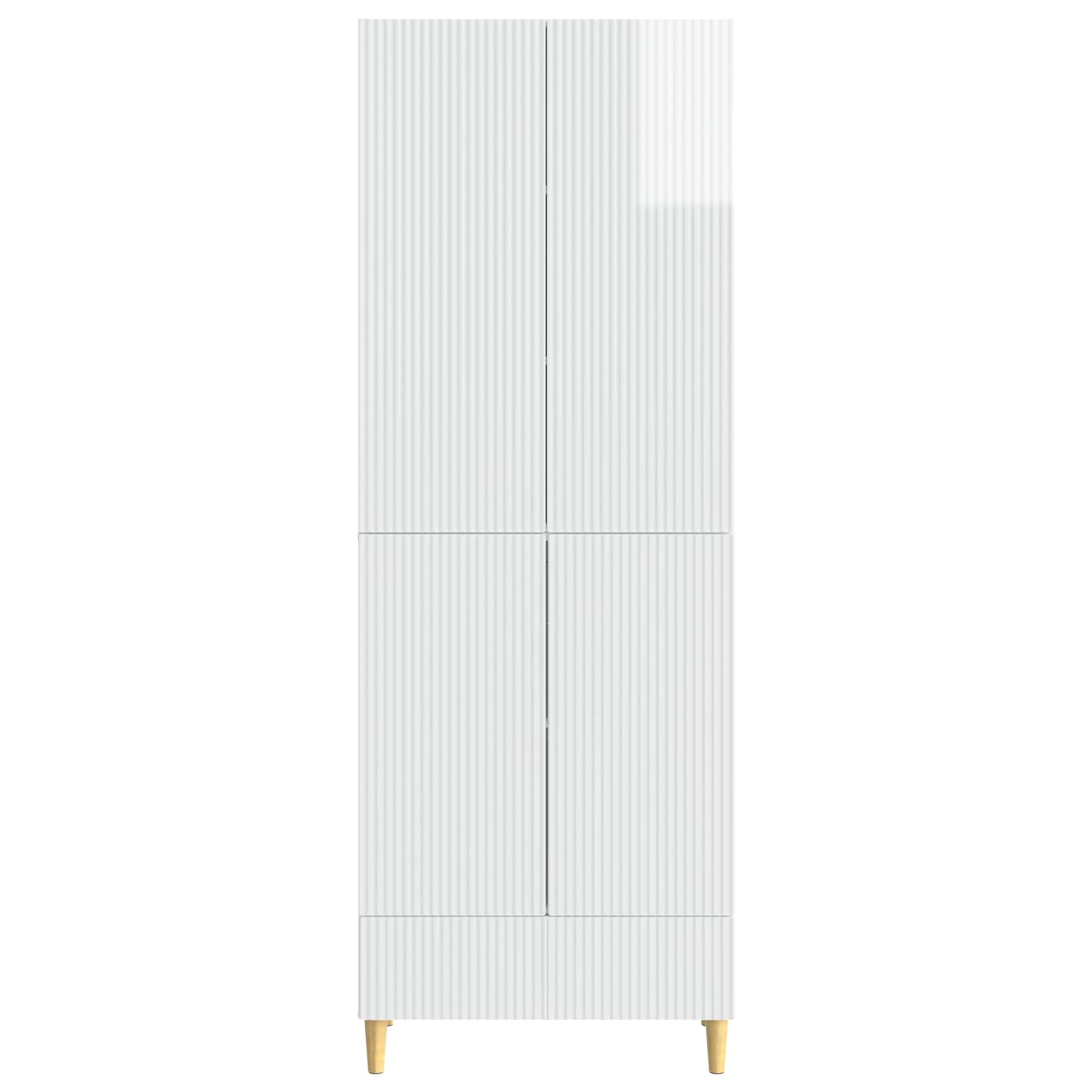 Σέτ Ντουλαπιών 2 pcs Γυαλιστερό Λευκό 66 x 34,5 x 95 εκ. - Pakobazaar