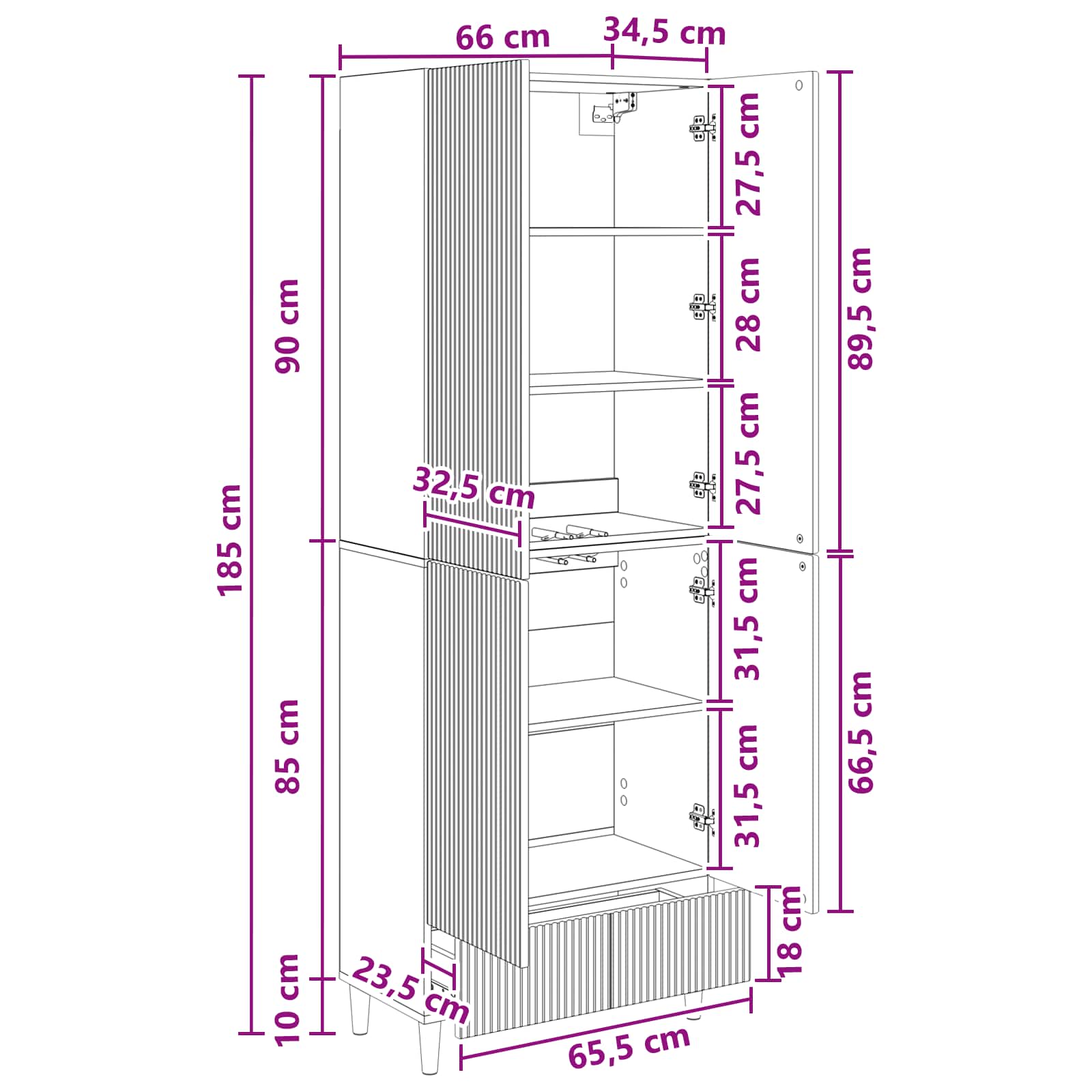 Σέτ Ντουλαπιών 2 pcs Γυαλιστερό Λευκό 66 x 34,5 x 95 εκ. - Pakobazaar