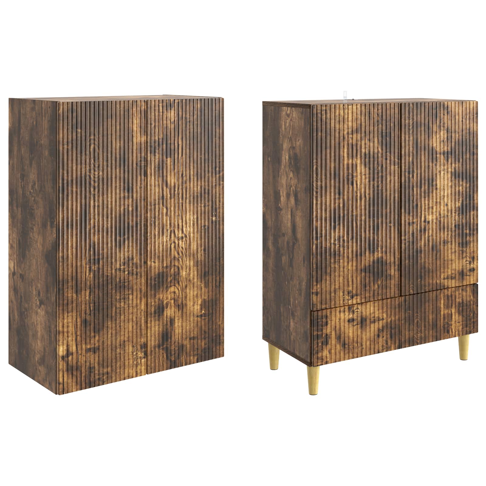 Σέτ Ντουλαπιών 2 pcs Καπνισμένο Ξύλο Δρυός 66 x 34,5 x 95 εκ. - Pakobazaar