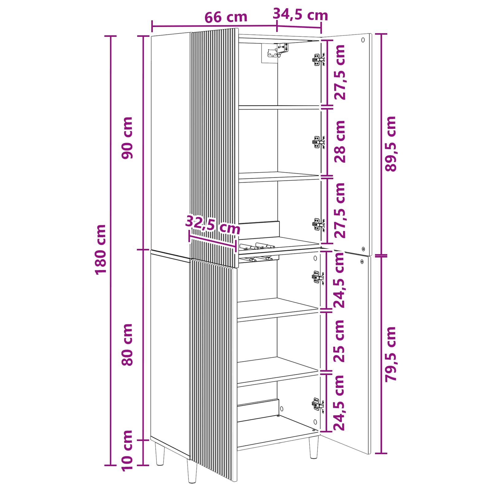 Σέτ Ντουλαπιών 2 pcs 66 x 34,5 x 90 εκ Επεξεργασμένο Ξύλο - Pakobazaar