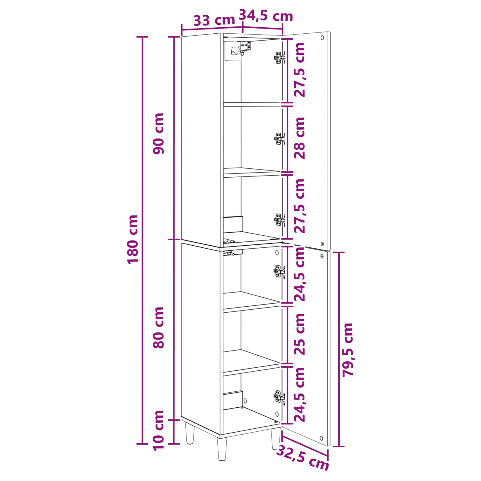 Σέτ Ντουλαπιών 2 pcs 33 x 34,5 x 90 εκ Επεξεργασμένο Ξύλο - Pakobazaar