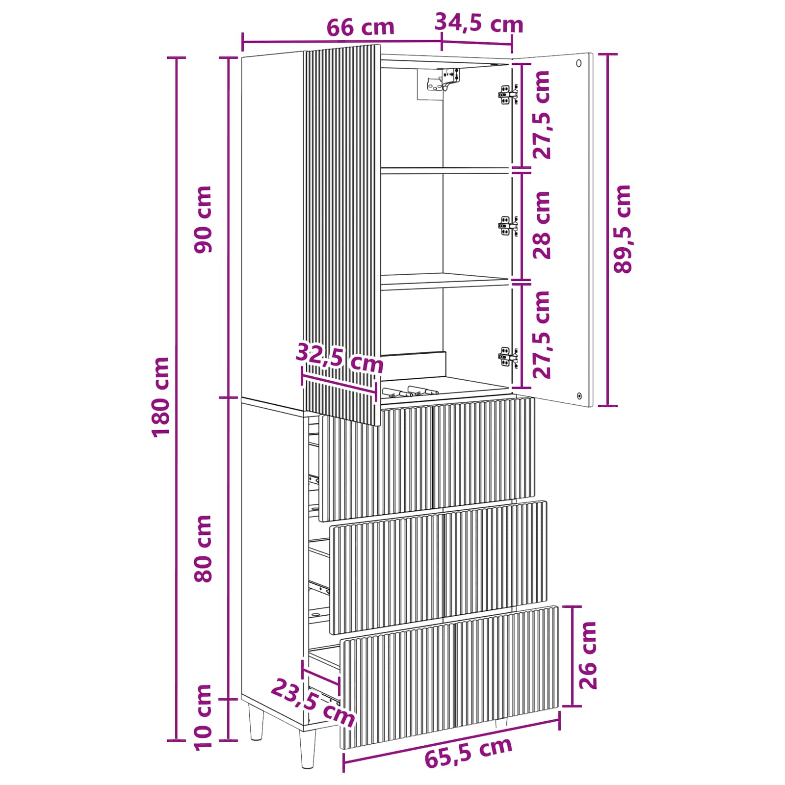 Σέτ Ντουλαπιών 2 pcs 66 x 34,5 x 90 εκ Επεξεργασμένο Ξύλο - Pakobazaar