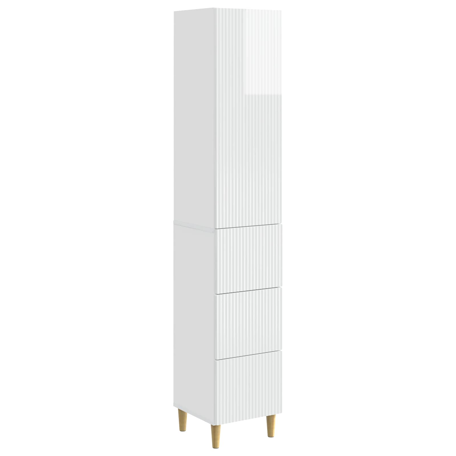 Σέτ Ντουλαπιών 2 pcs Γυαλιστερό Λευκό 33 x 34,5 x 90 εκ - Pakobazaar