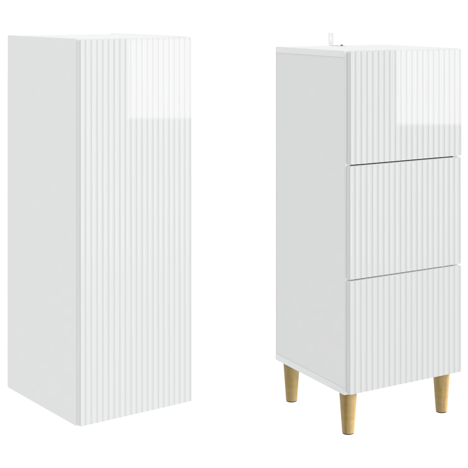Σέτ Ντουλαπιών 2 pcs Γυαλιστερό Λευκό 33 x 34,5 x 90 εκ - Pakobazaar