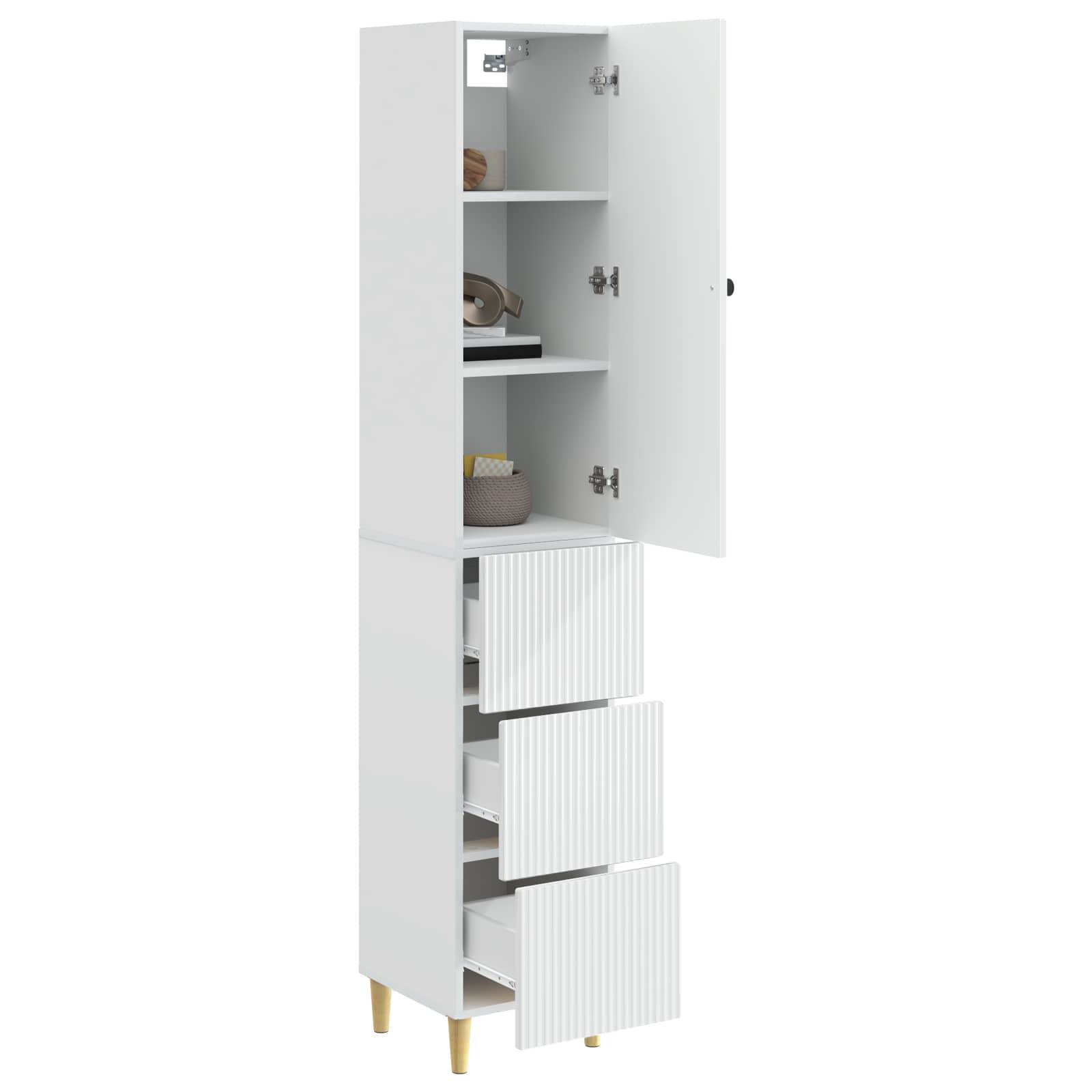 Σέτ Ντουλαπιών 2 pcs Γυαλιστερό Λευκό 33 x 34,5 x 90 εκ - Pakobazaar
