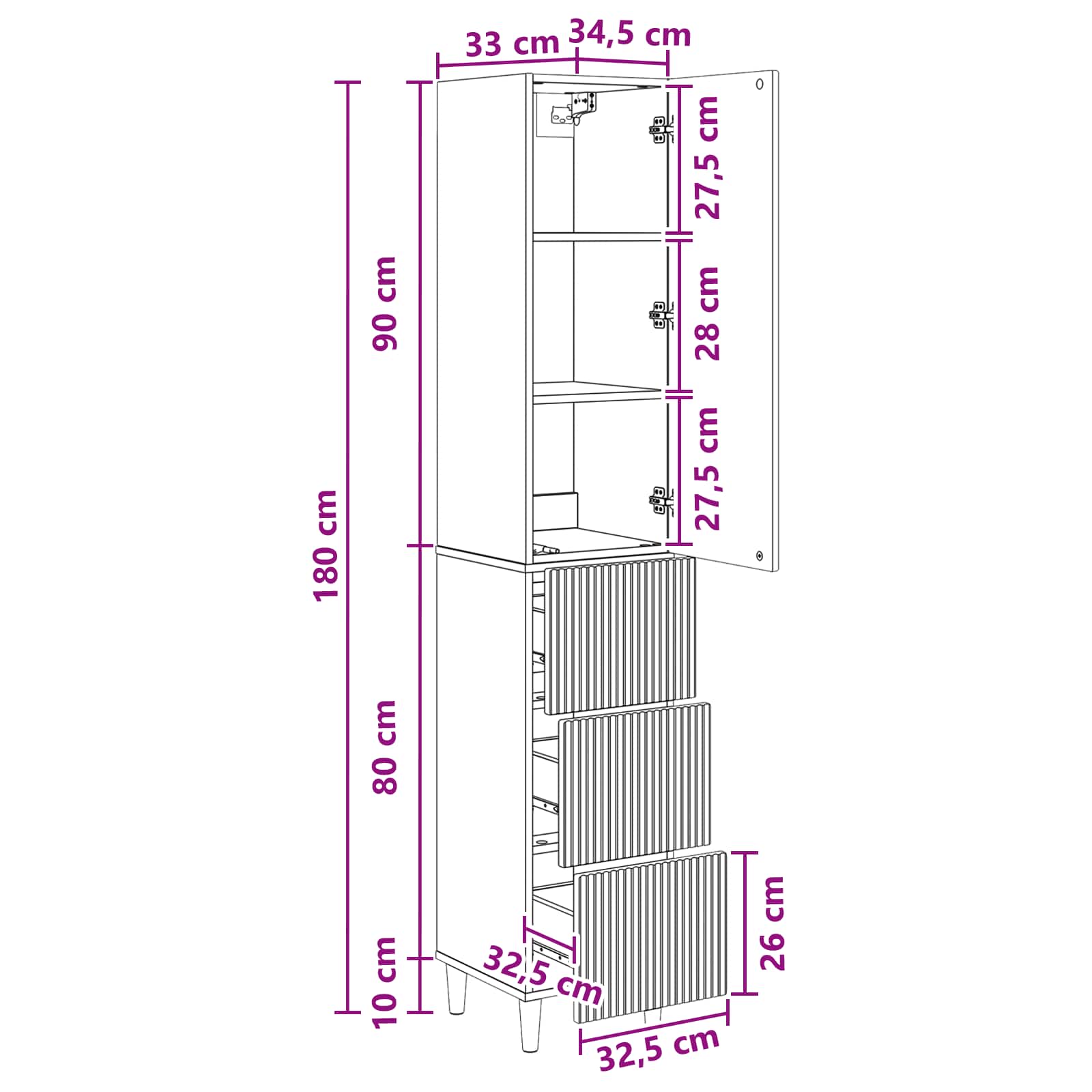 Σέτ Ντουλαπιών 2 pcs 33 x 34,5 x 90 εκ Επεξεργασμένο Ξύλο - Pakobazaar