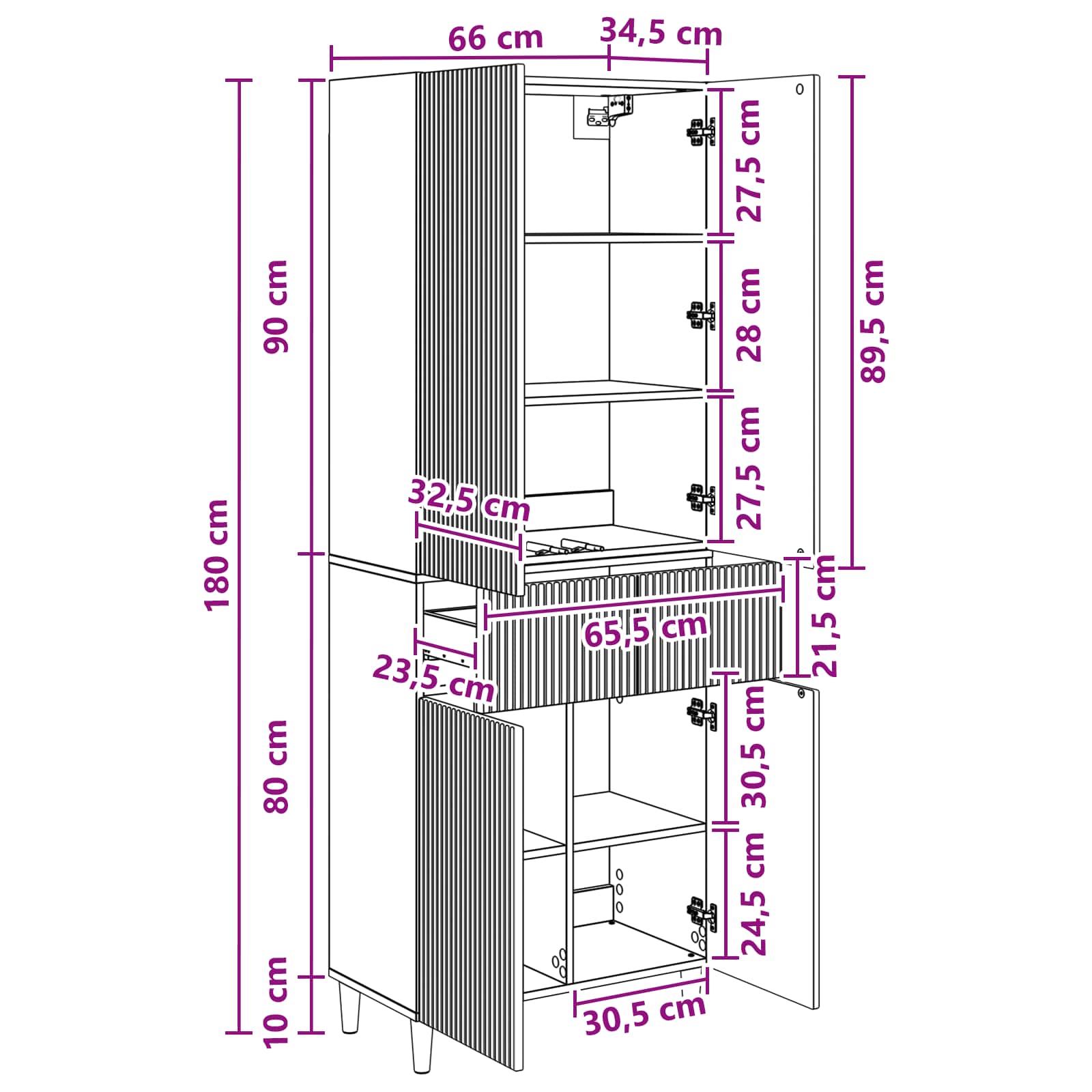 Σέτ Ντουλαπιών 2 pcs 66 x 34,5 x 90 εκ Επεξεργασμένο Ξύλο - Pakobazaar