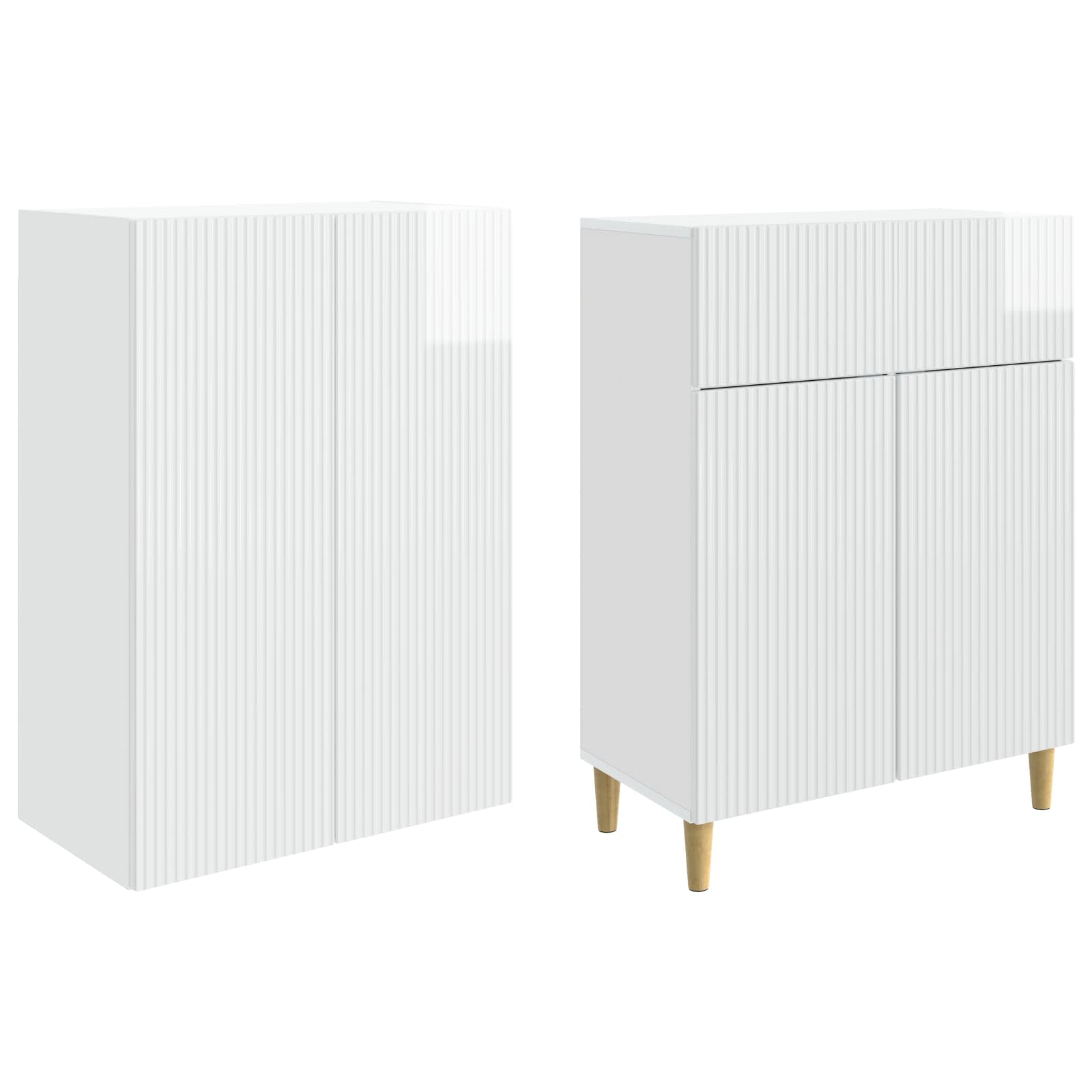 Σέτ Ντουλαπιών 2 pcs Γυαλιστερό Λευκό 66 x 34,5 x 90 εκ - Pakobazaar