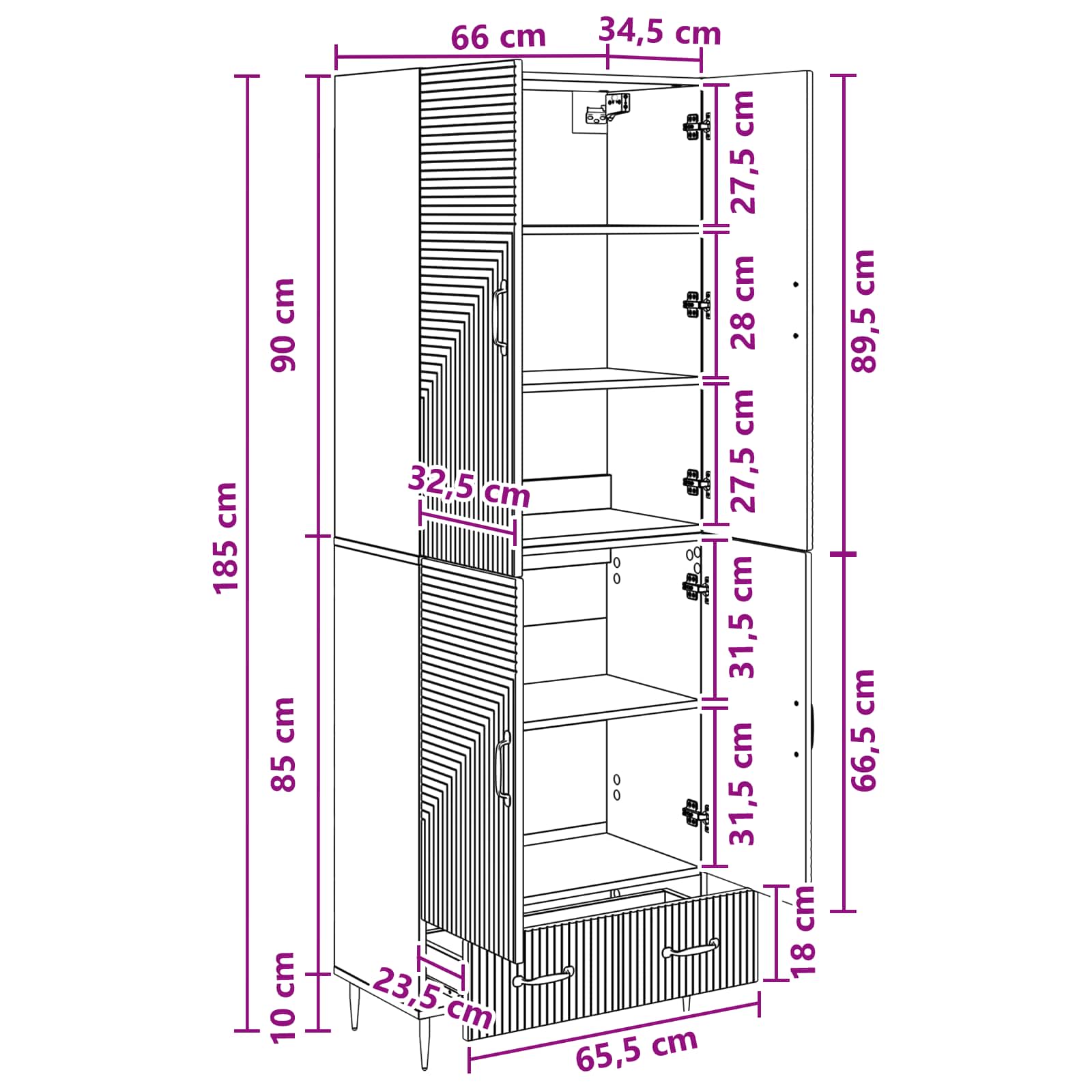 Σέτ Ντουλαπιών 2 pcs 66 x 34,5 x 95 εκ. Επεξεργασμένο Ξύλο - Pakobazaar