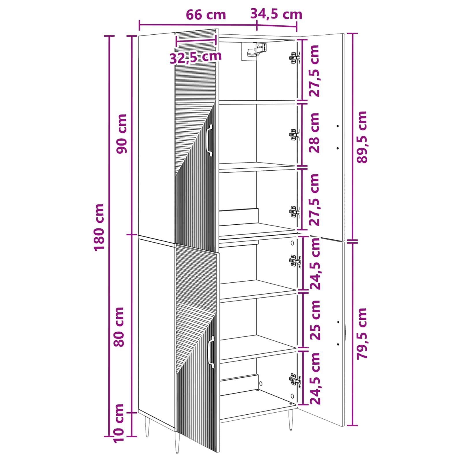Σέτ Ντουλαπιών 2 pcs 66 x 34,5 x 89,5 εκ Επεξεργασμένο Ξύλο - Pakobazaar