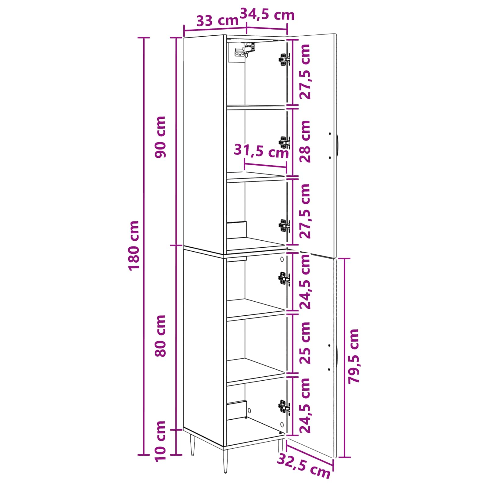 Σέτ Ντουλαπιών 2 pcs Γκρι Σκυροδέματος 33 x 34,5 x 89,5 εκ - Pakobazaar