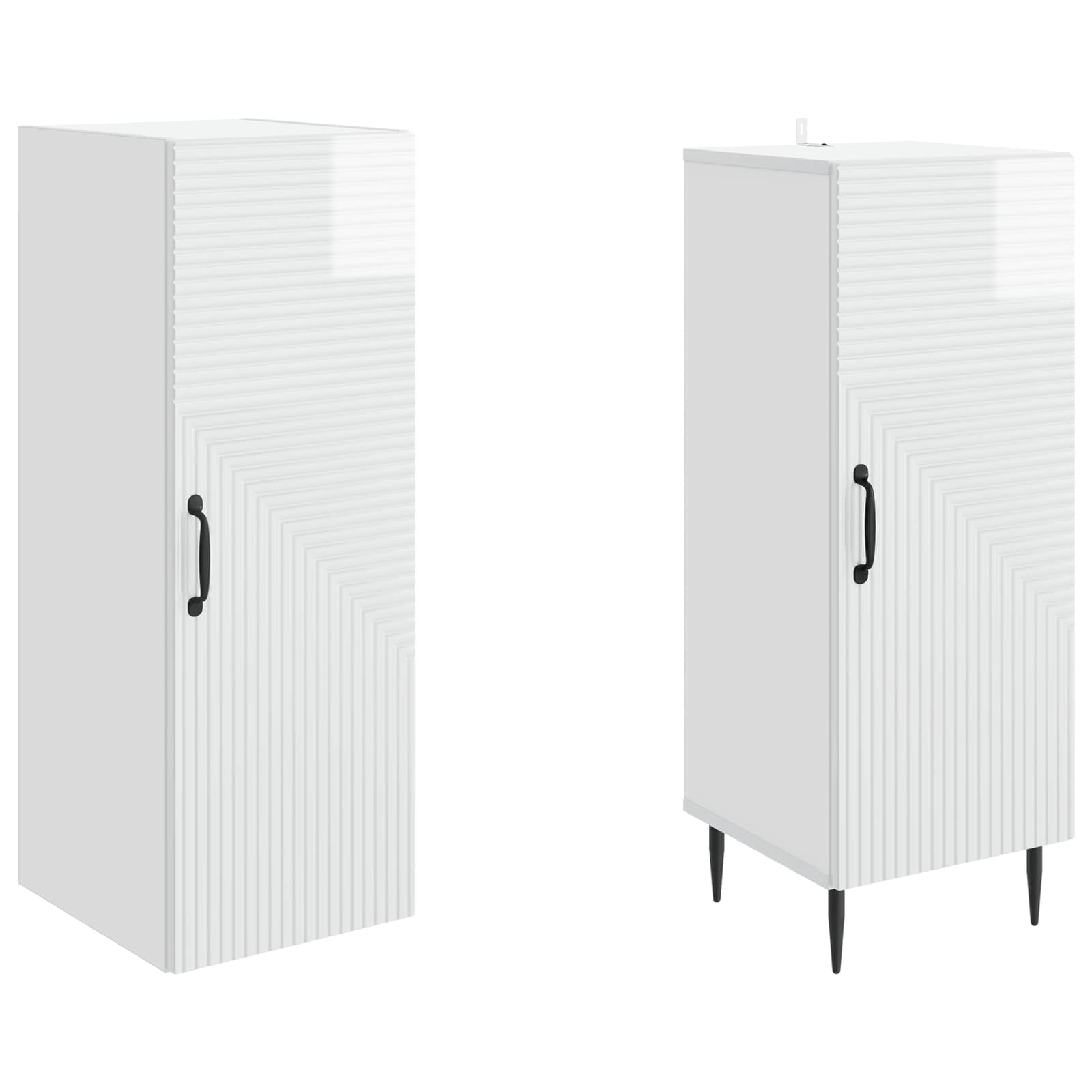 Σέτ Ντουλαπιών 2 pcs Γυαλιστερό Λευκό 33 x 34,5 x 89,5 εκ - Pakobazaar